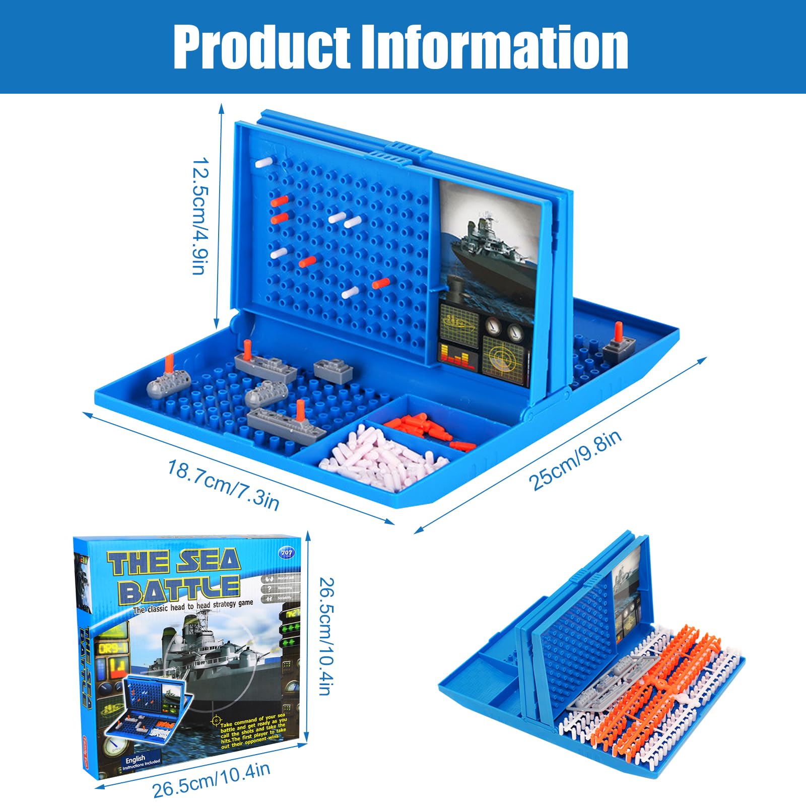 Yooyan Sea Battle Ship Board Game, Battleship Classic, Sink the Ships Board Game, 2 Player Strategy Board Game - Image 4