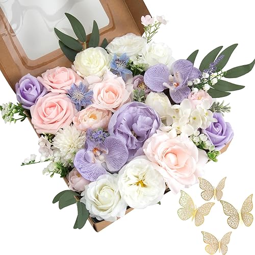 Flores artificiales de seda y rosas, 39 piezas de flores artificiales de seda, decoración de boda, centros de mesa, flores sintéticas para novia, disponible en Yaxa Mexico