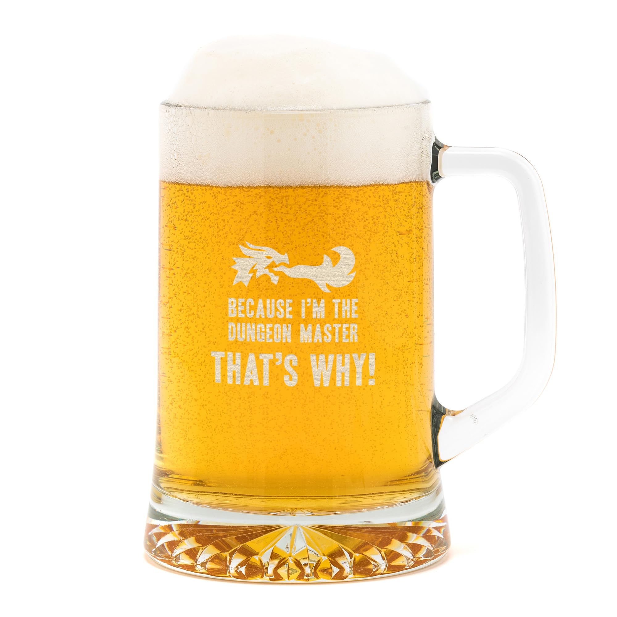 Because I'm The Dungeon Master That's Why!' Engraved Beer Glass Tankard - Dungeons and Dragons Gifts for Men Women