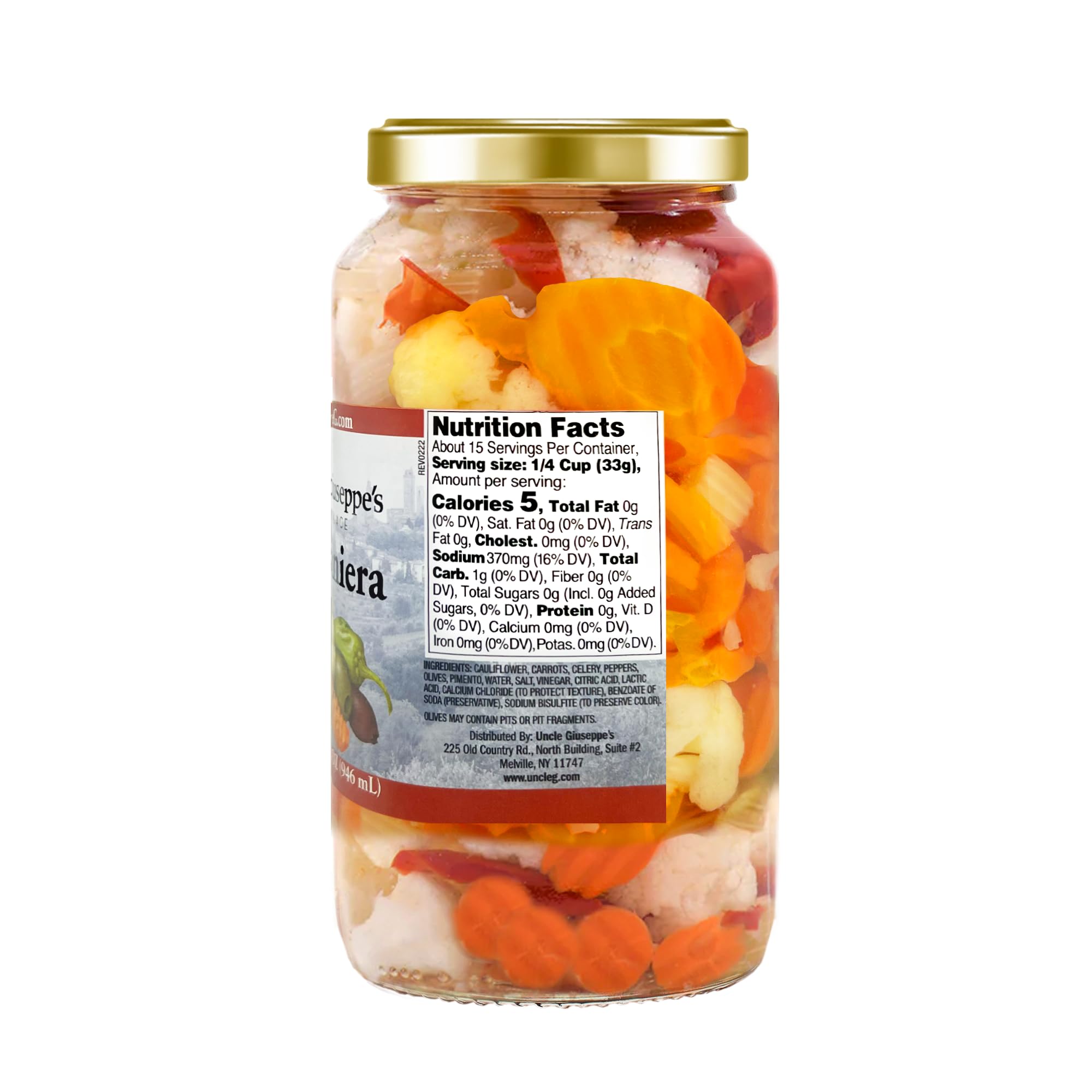 Uncle Giuseppe’s Giardiniera – 32 fl oz Jar – Italian-Style Pickled Vegetable Medley, Crisp & Zesty, All-Natural (Pack of 1)