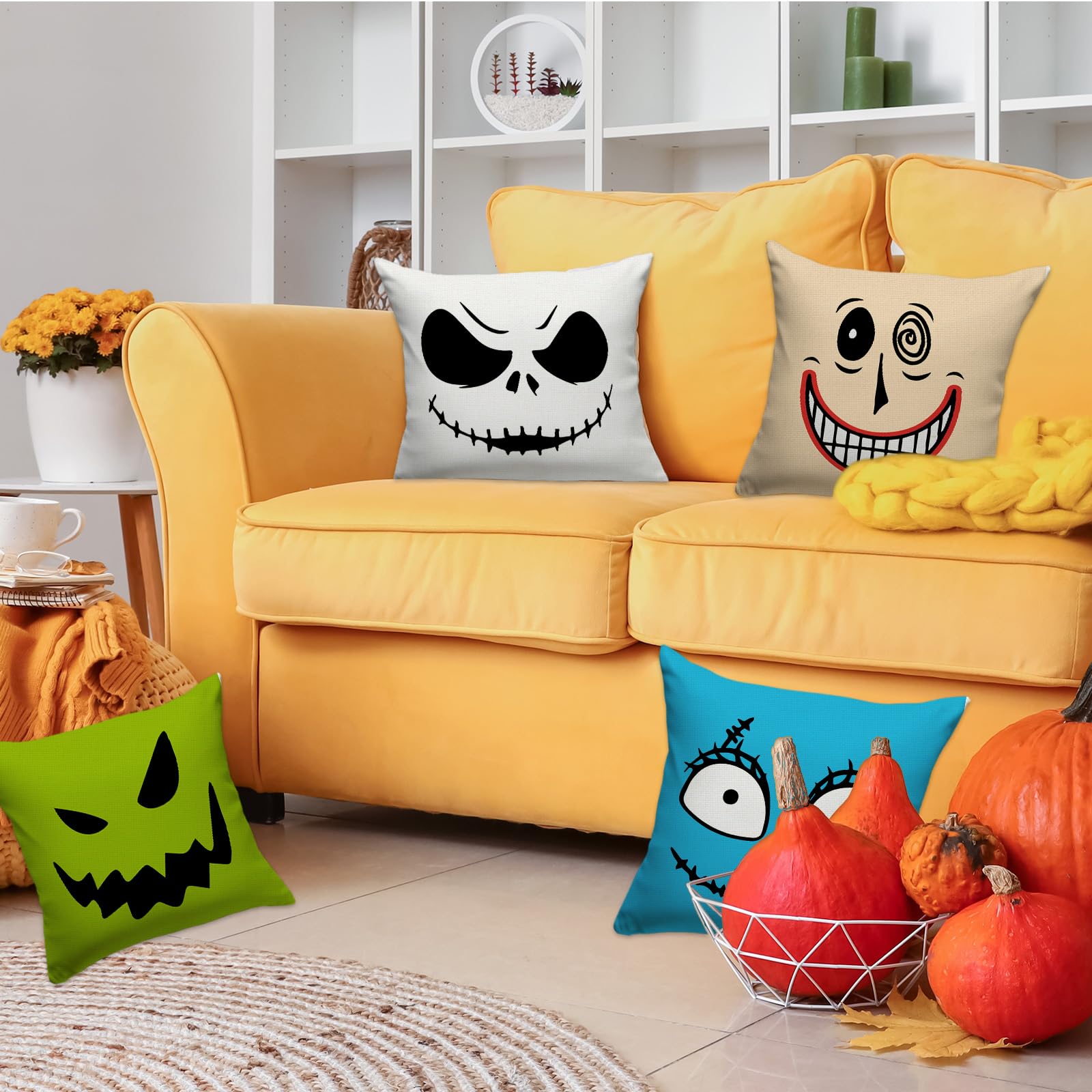 Set da 4 federe per cuscini con decorazioni di Ognissanti, copricuscini