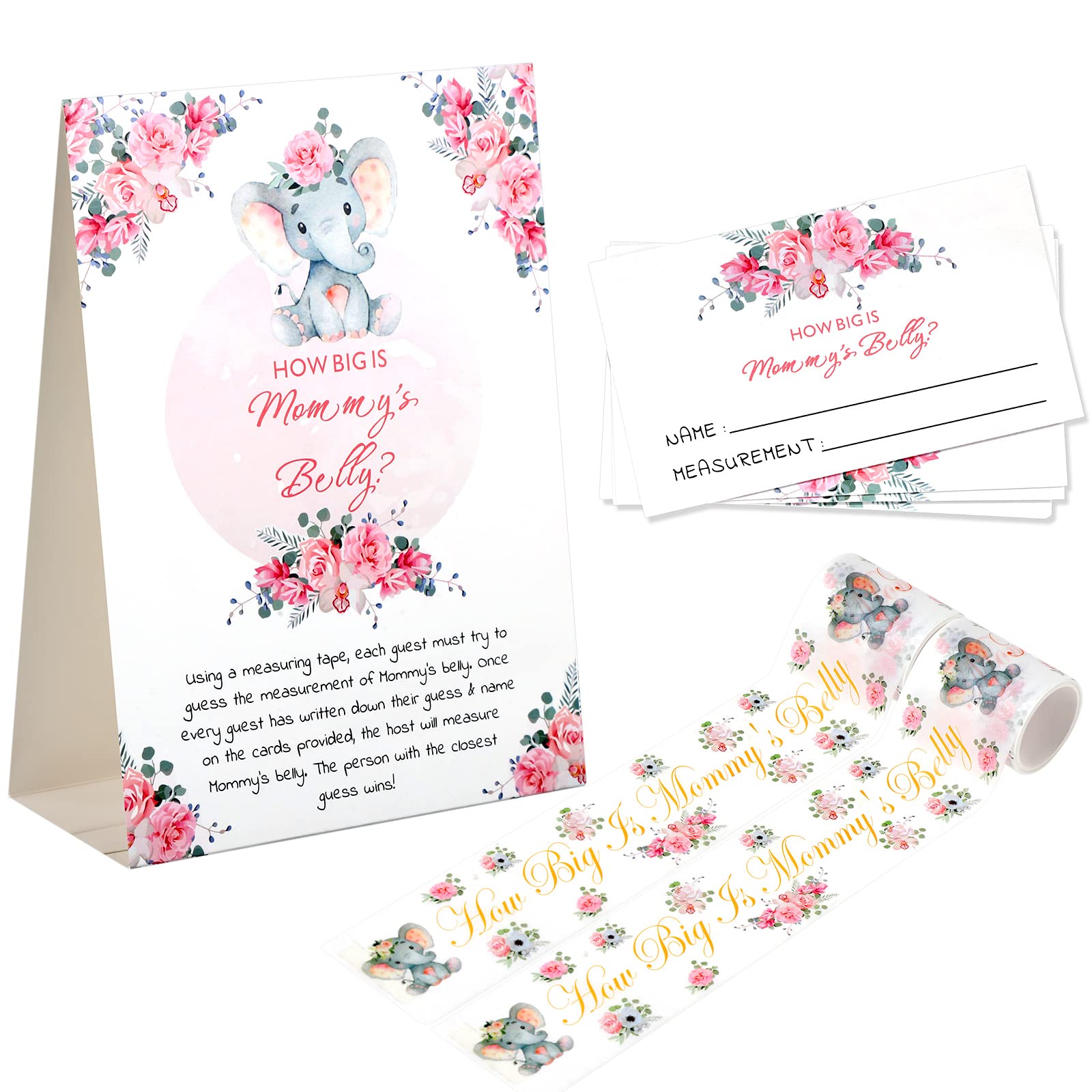 Buy 63 Pcs Guess Mommy's Belly Baby Shower Party Game Measure The Baby