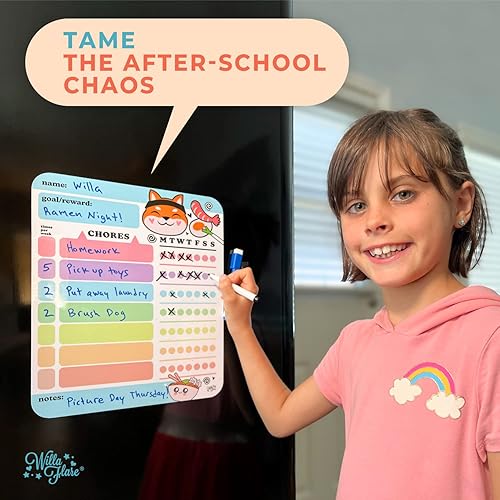 Miniatura 2 de Willa Flare Tabla de tareas del refrigerador, 1 unidad, tabla magnética de tareas para niños y adultos, ayuda a recompensar la responsabilidad con