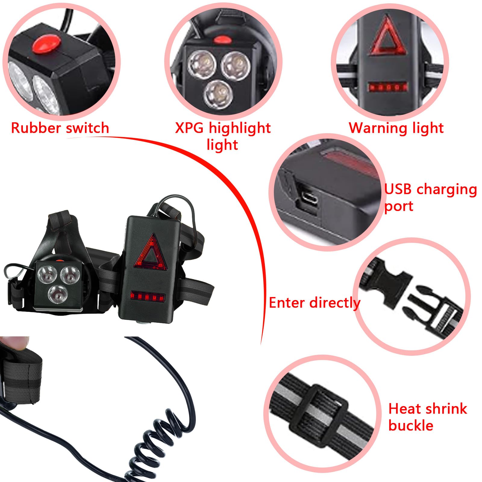 DAWINSIE Luce Da Corsa USB Ricaricabile | Lampada LED Impermeabile Per Running | 360° Riflettente Per Jogging - Foto 5