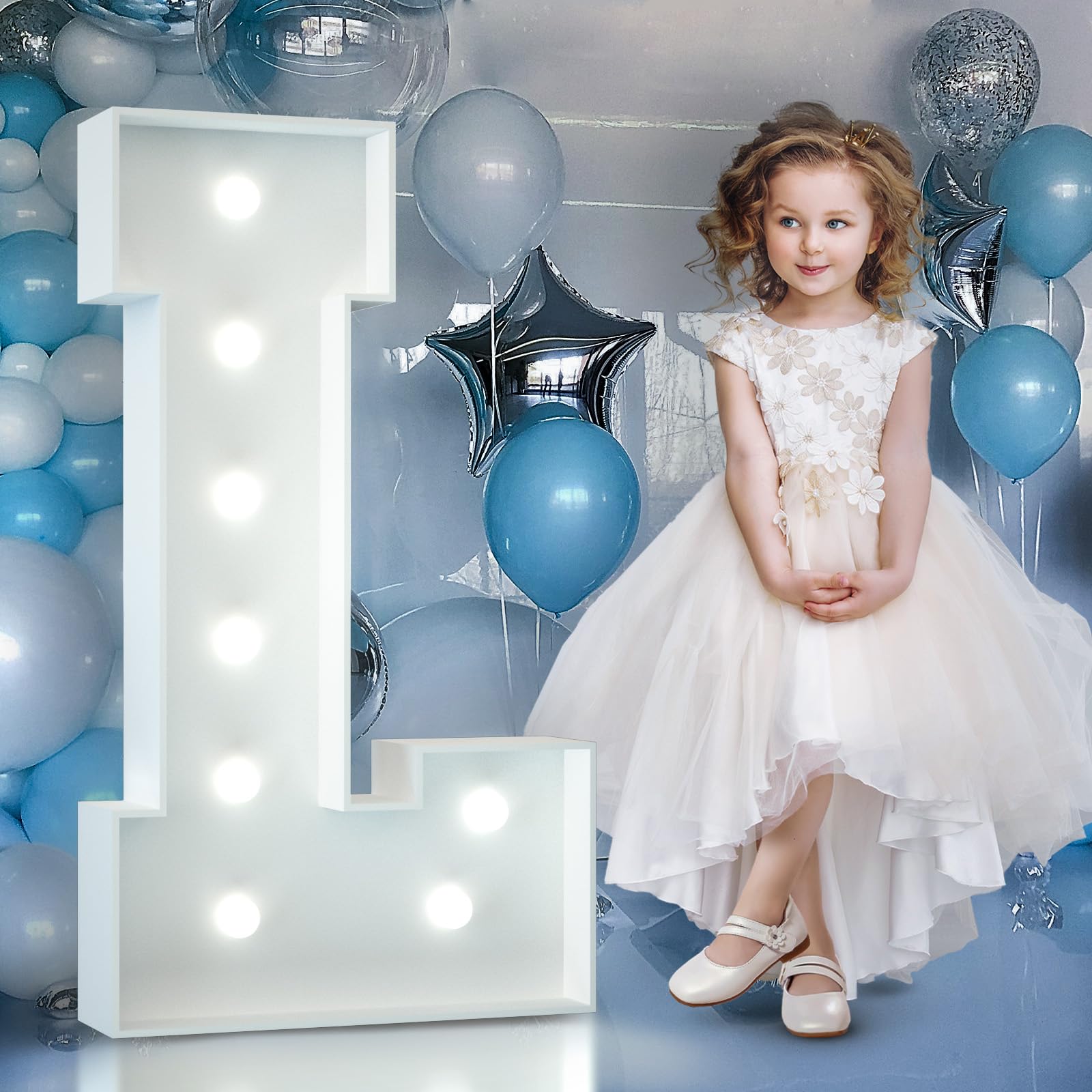 4FT Light Up Numbers Birthday Decoration Large Marquee Numbers 1 for 1st 18th 21st Birthday Party Decor Wedding, Big Number Frame Foam Cardboard Mosaic Arch Stand Pre-Cut Numbers — view 64