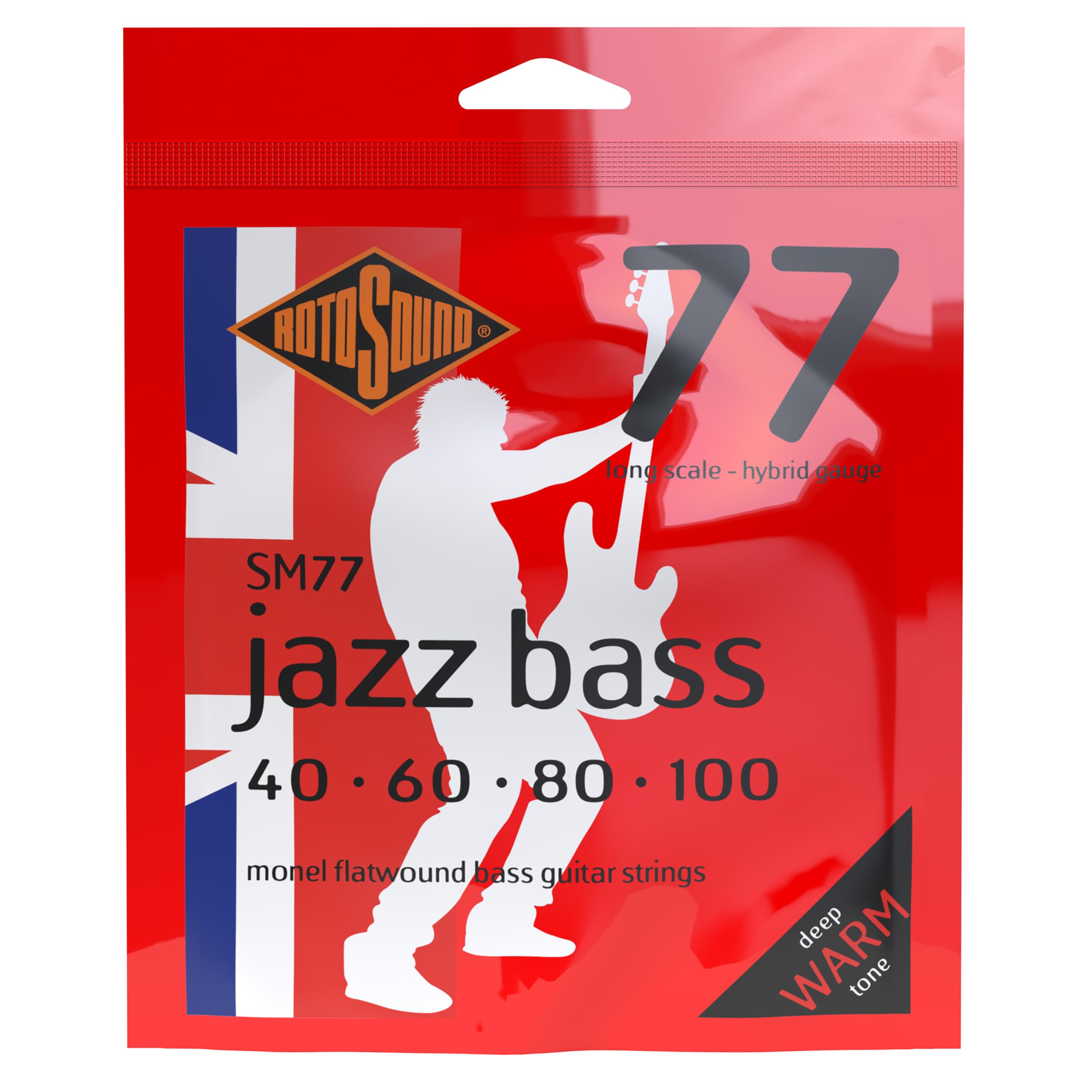 Rotosound Jazz Bass Flatwound Monel 40-100 Bass Strings, Long Scale [SM77]