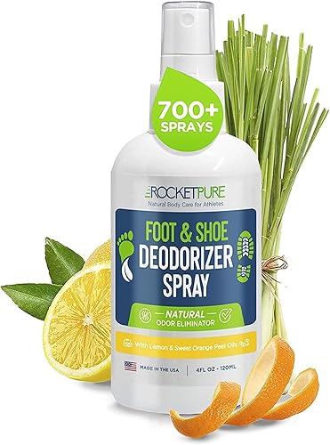 Rocket Pure Desodorizador natural para zapatos en aerosol y spray para pies, eliminador de olores de zapatos, desodorante en aerosol para pies,