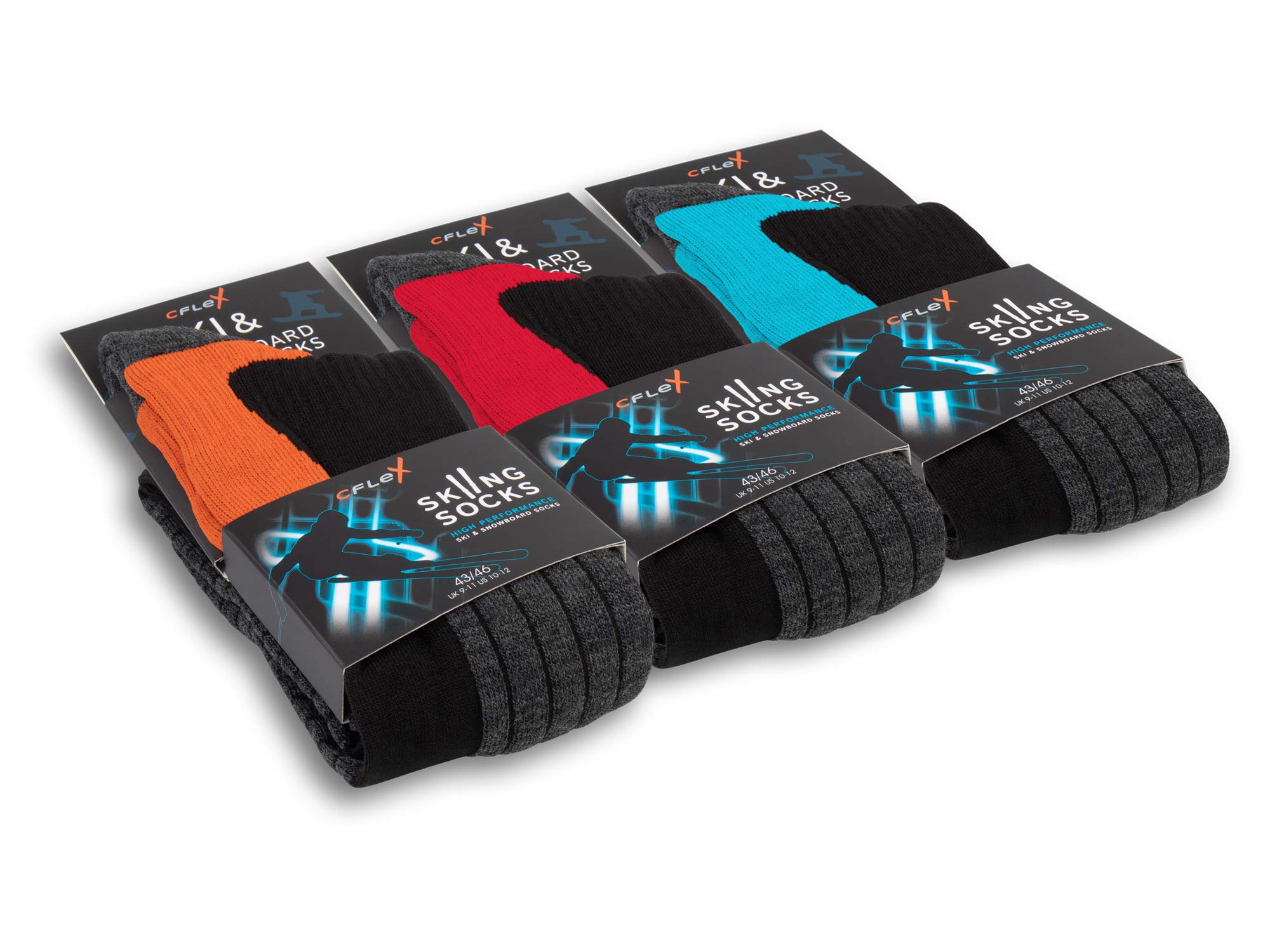 CFLEX Damen und Herren Ski- und Snowboard Socken (1 oder 3 Paar) Kniestrümpfe High Perfomance