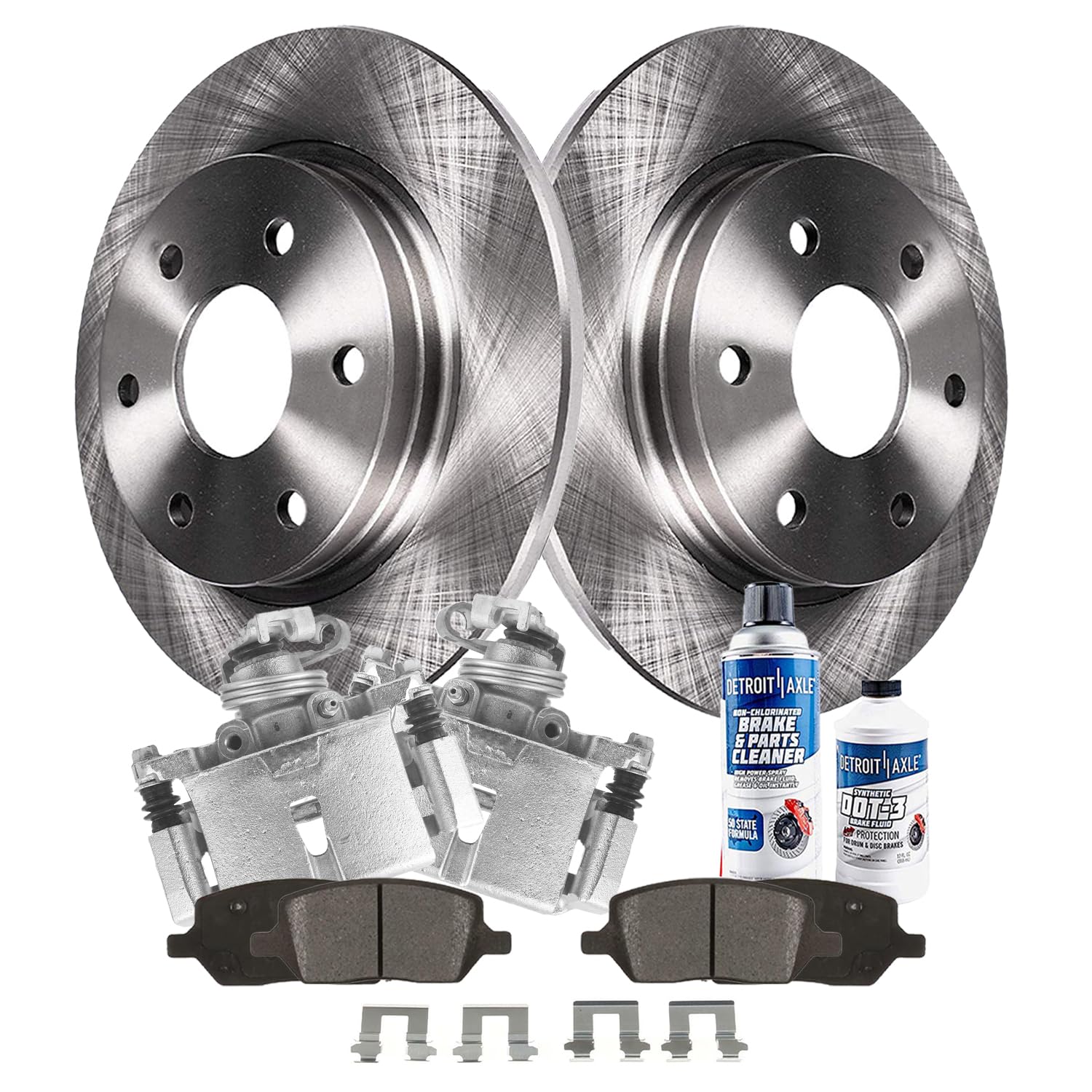 Detroit Axle - Rear Disc Brake Rotors Calipers w/Brackets For Buick Terraza