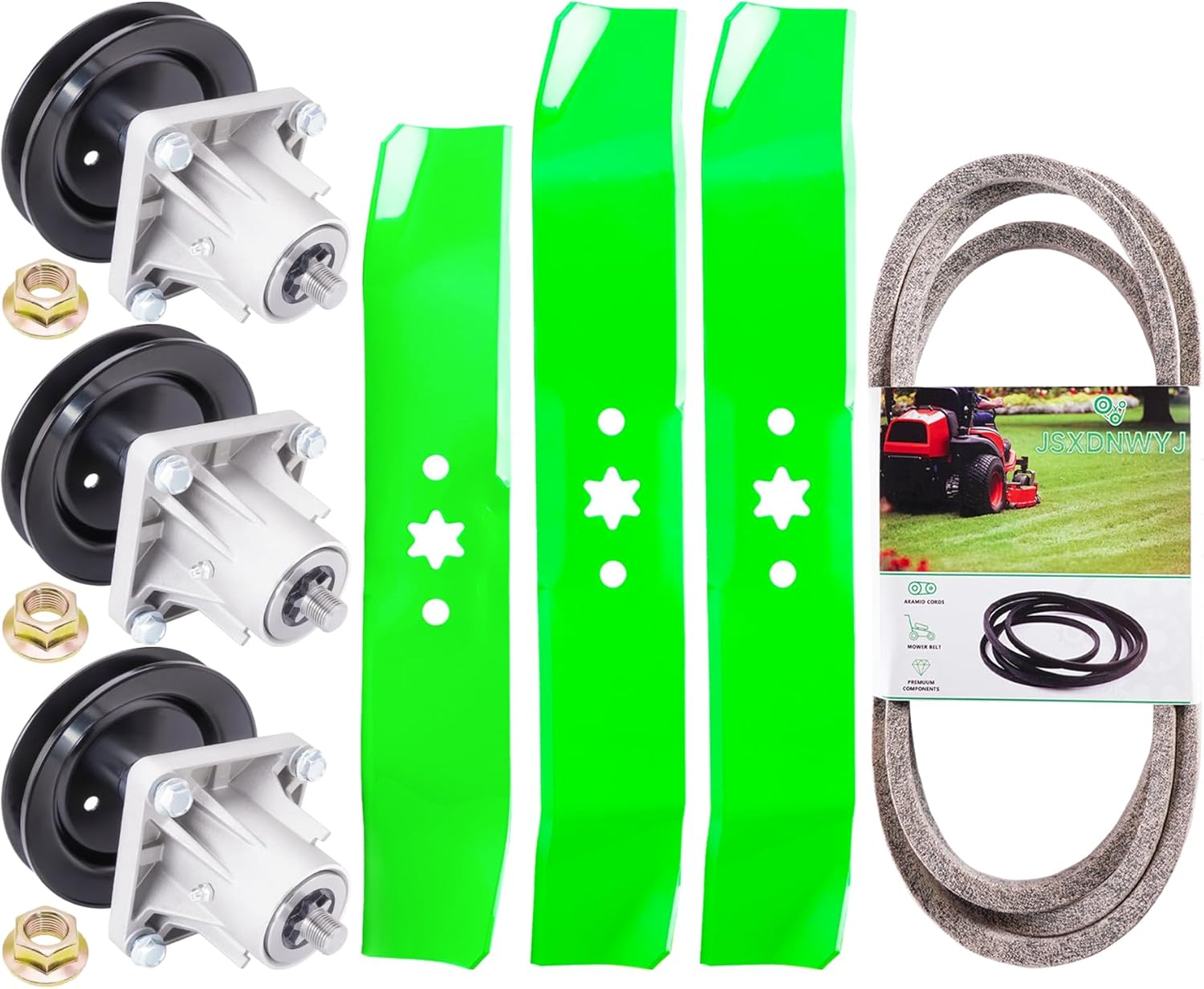 46 Inch Mower Deck Rebuild Kit - Fits Cub Ca det LT1045 LT1046 i1046, 3 Spindles (918-0660) 3 Blades (942-04125/942-0612A) 1 Belt (954-04153A)
