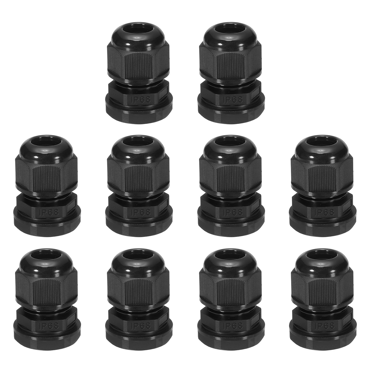 sourcing map 10 Pcs PG13.5 Cable Glands Adjustable 7-12mm PA6 Nylon IP68 Waterproof Connectors with Seals Anti-Corrosion for Industrial/Outdoor Electrical Systems (Black)