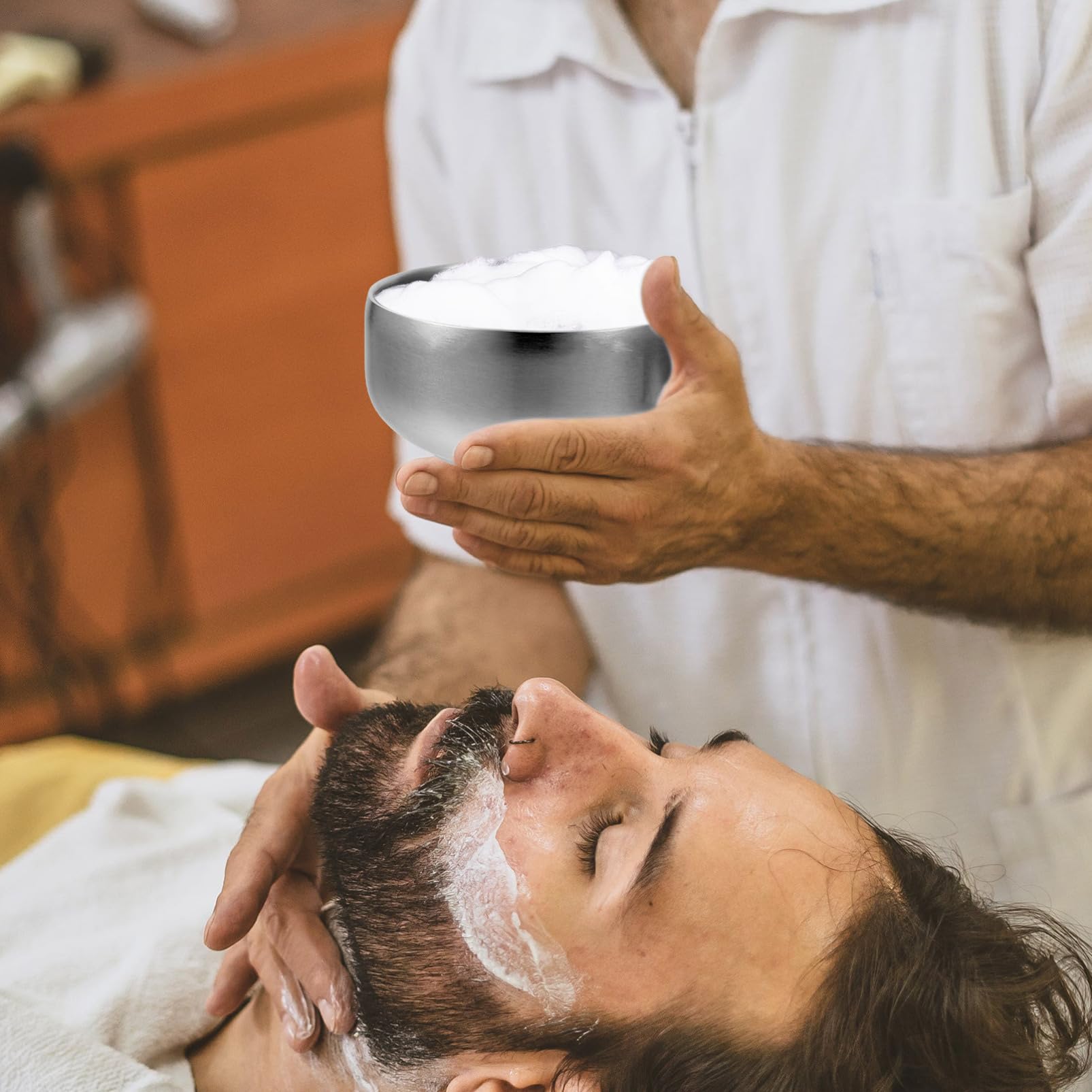 Homoyoyo Cuenco De Afeitar Para Hombres Acero Inoxidable Tapa De Afeitar Diseño Simple y Práctico