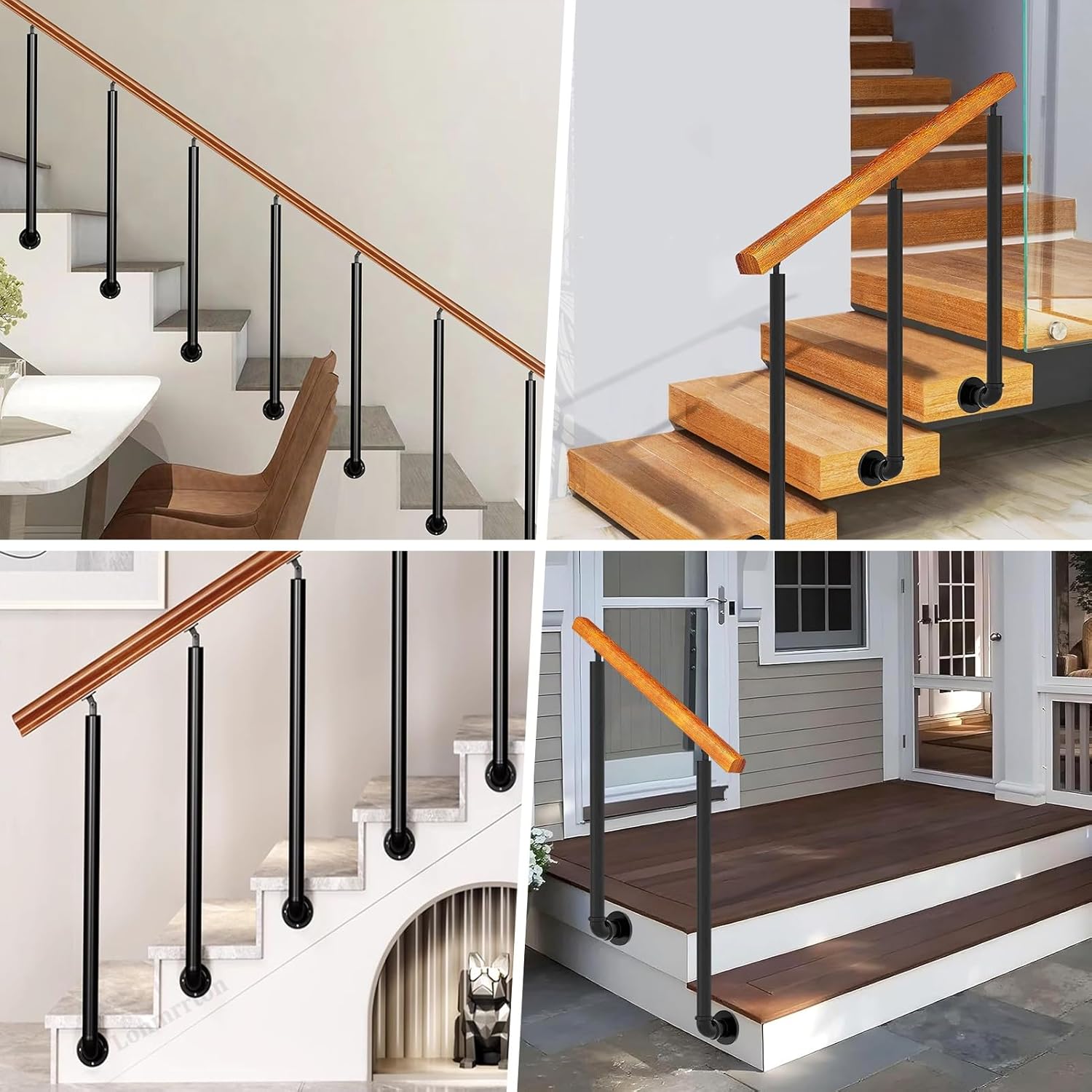 Black Wrought Iron Stair Railing Spindles with Screw Kit, Durable Balusters for Home, Garden, Loft, Villa, Hotel - Side-Mounted Banister Columns for Concrete & Wood Steps (75cm/29.5in)