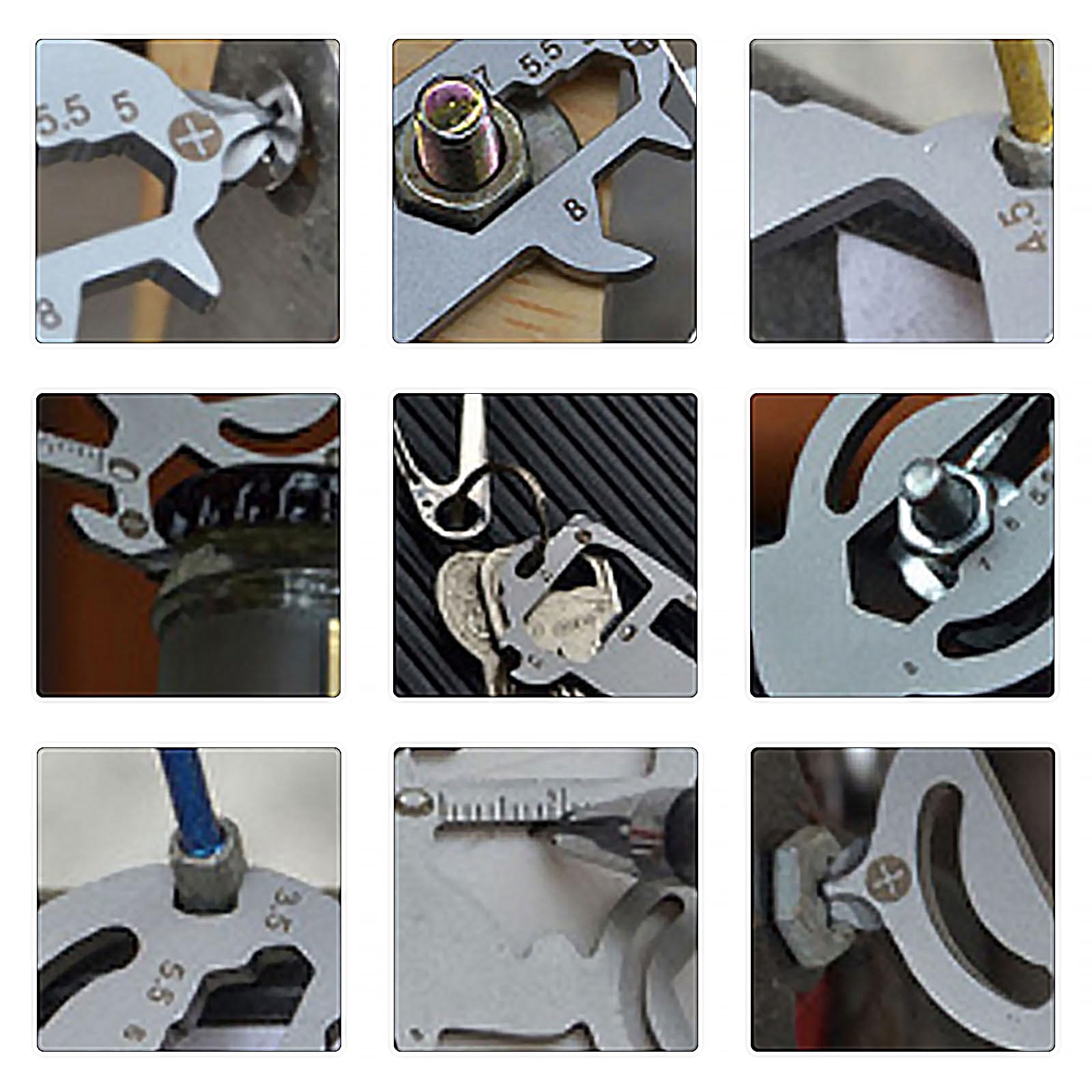 OHREN – Porte-clés Multifonction 14 En 1 – Clés Allen 3,5/4,5/5,5/6/7/8/12 Mm – Tournevis, Ouvre-bouteille, Clés à Rayons, Sifflet – Acier Inoxydable 420 – Camping, Vélo