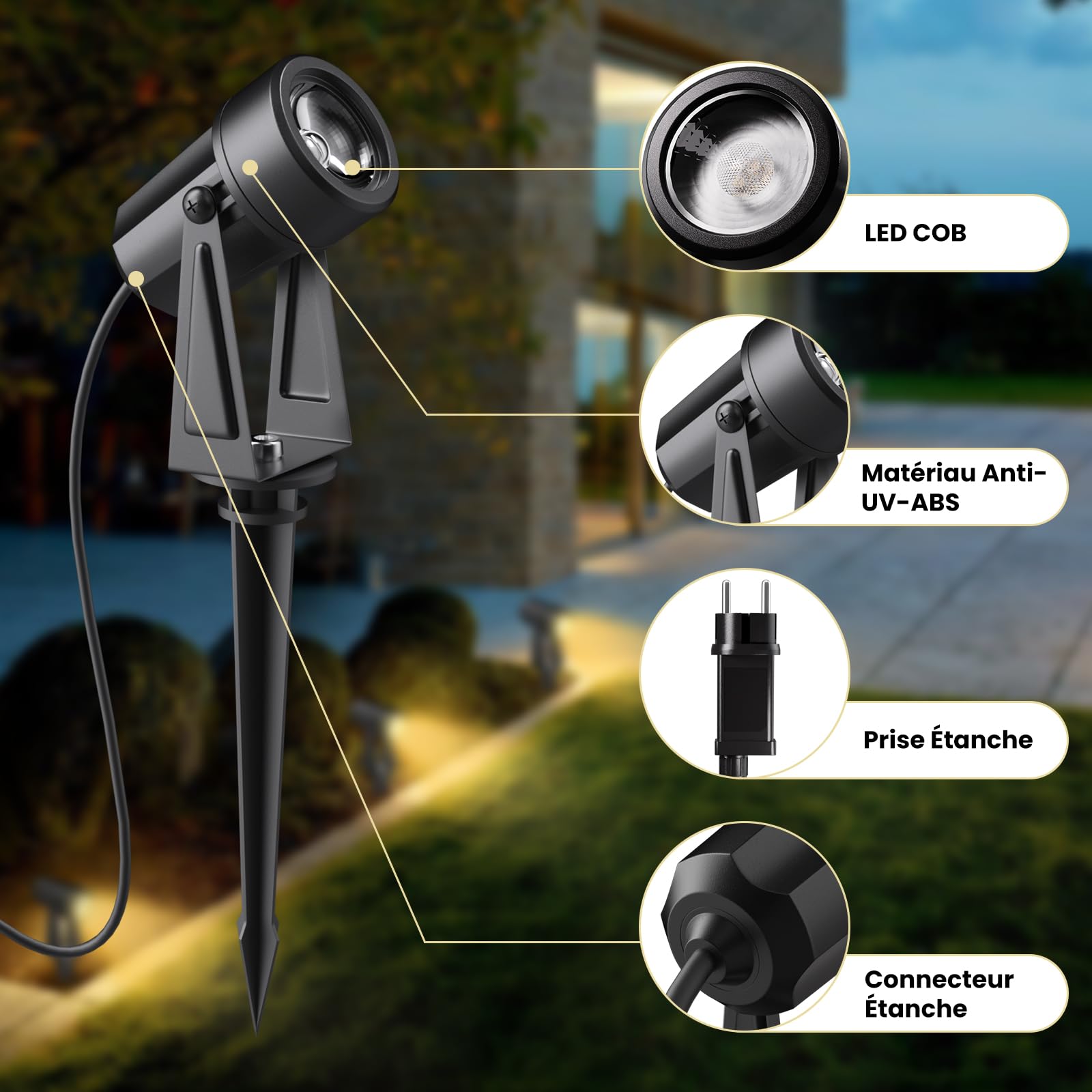 Yuusei Spot LED Extérieur 31M, 1 Lot de 10 Spot Exterieur Blanc Chaud 3000K