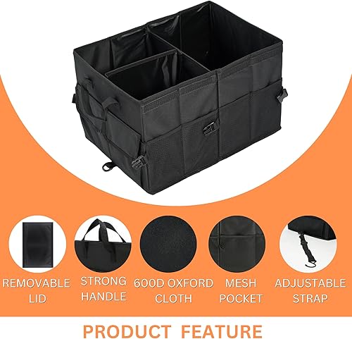 Miniatura 2 de HYPERAX Organizador de maletero de automóvil almacenamiento plegable con múltiples compartimentos para SUV, automóviles y accesorios de vehículos