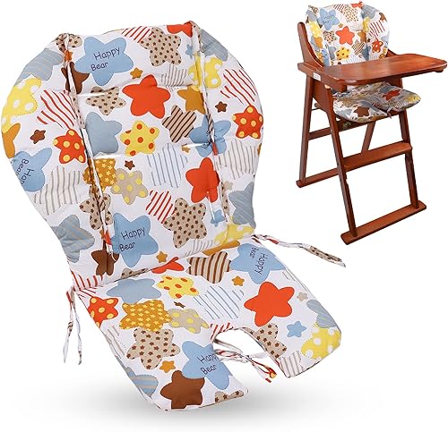 Lomgwumy Almohadilla para silla alta cojín para silla alta ligera y transpirable suave y cómoda patrón bonito adecuado para la mayoría de sillas