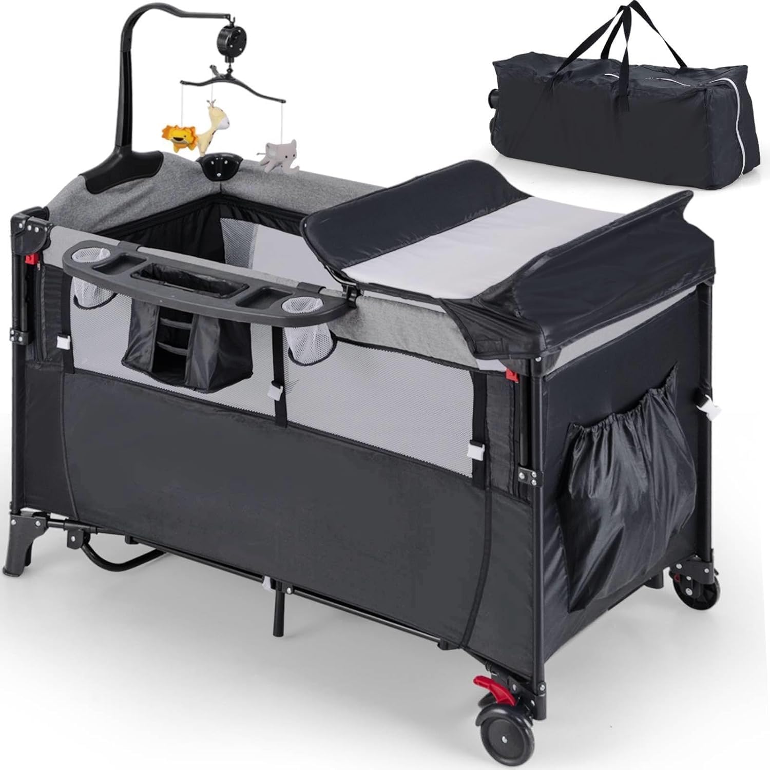多機能ベビーベッド おむつ交換台付き Amazon.co.jp: ベビーベッド 折りたたみ式 5-in-1 多機能 添い寝ベッド