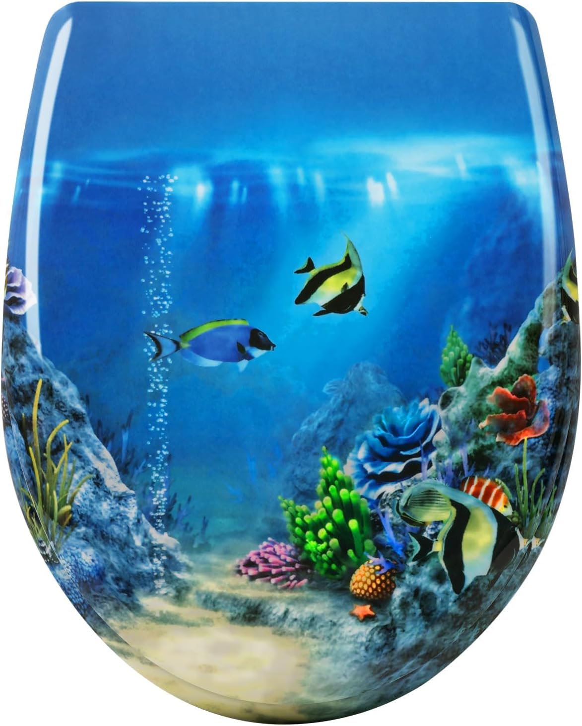 BH Home & Linen Poly Resin Round Fish Aquarium Toilet Seat, Blue, 17 ...