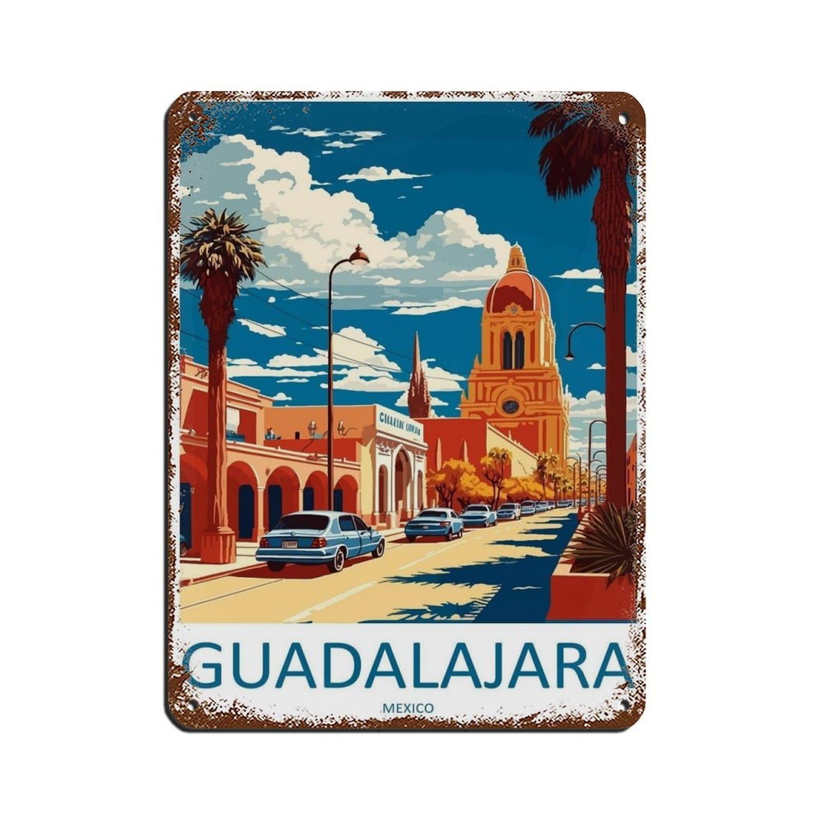 Guadalajara Travel Art Poster(28) Tin Sign Vintage Metal Pub Club Cafe Bar Home Wall Art Decoration Poster Retro 12x16inch(30x40cm)