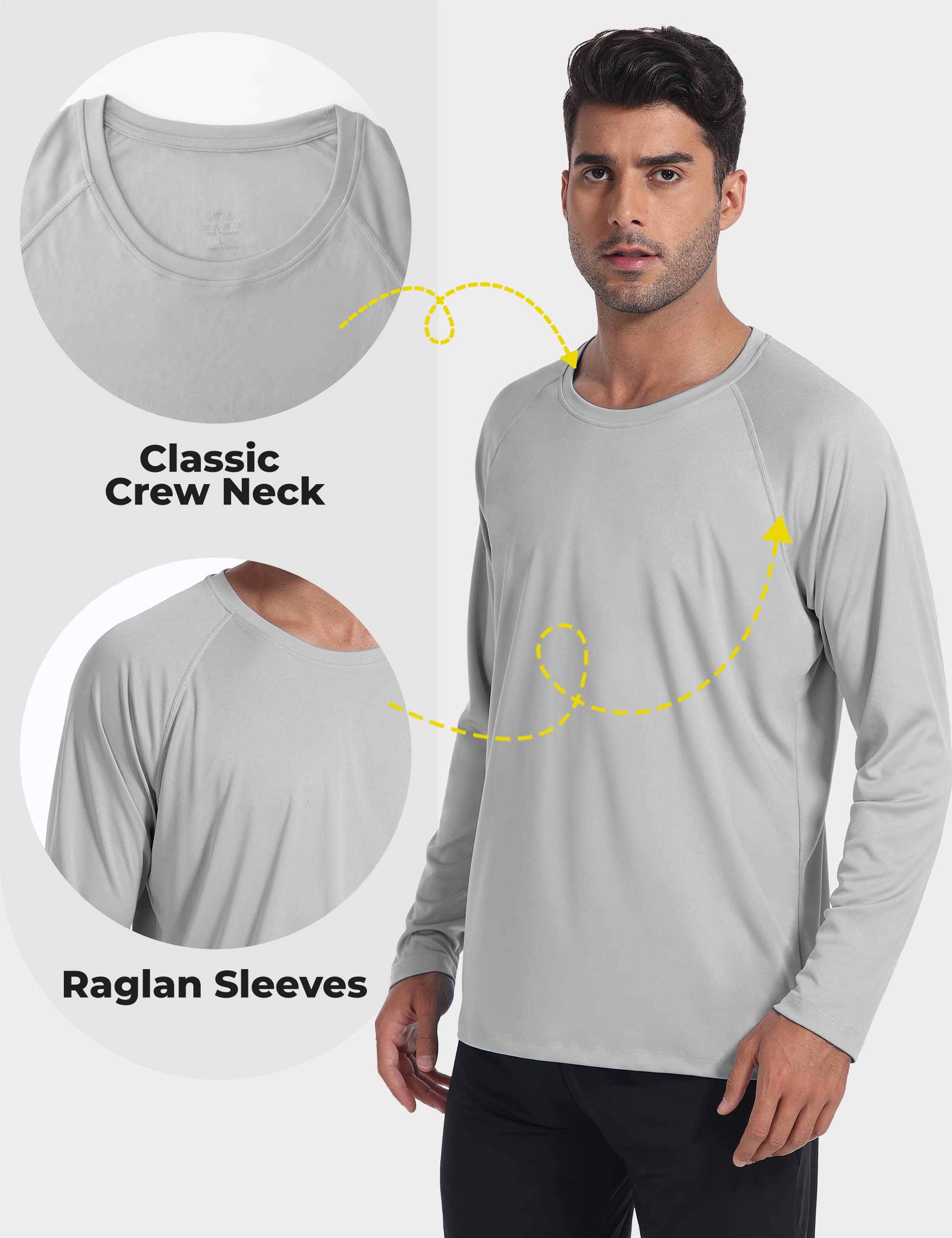 Desol Męska koszulka Rashguard z kieszeniami UV, UPF 50+, ochrona przed słońcem, koszulka z długim rękawem, do surfowania, biegania, pływania, wędrówek