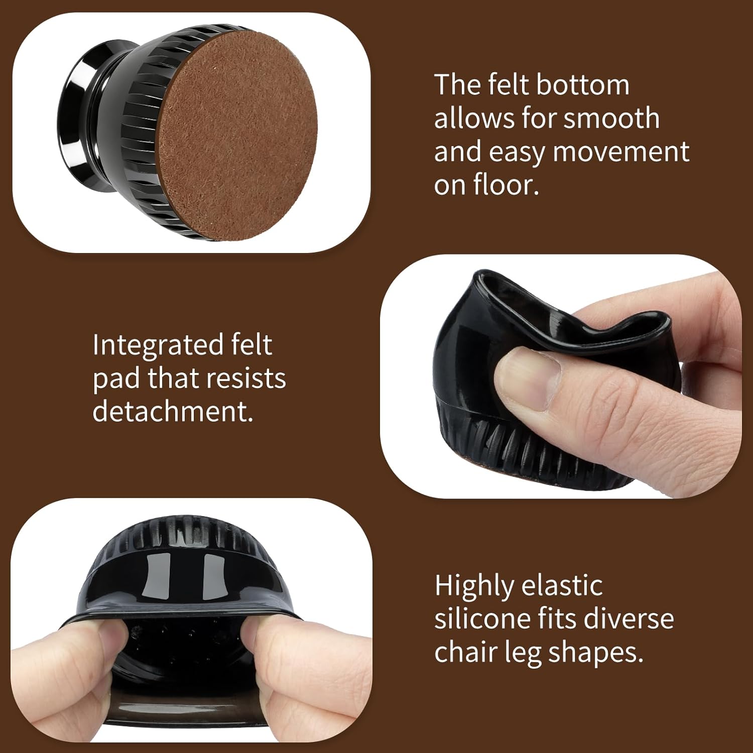 Chair Leg Floor Protectors, 24 Pack Silicone Furniture Pads for Hardwood Floors, Anti-Scratch Furniture Sliders Felt Pads, Noise-Reducing Chair Feet Covers, Table Legs Fit Sizes to(1.3" to 1.97")