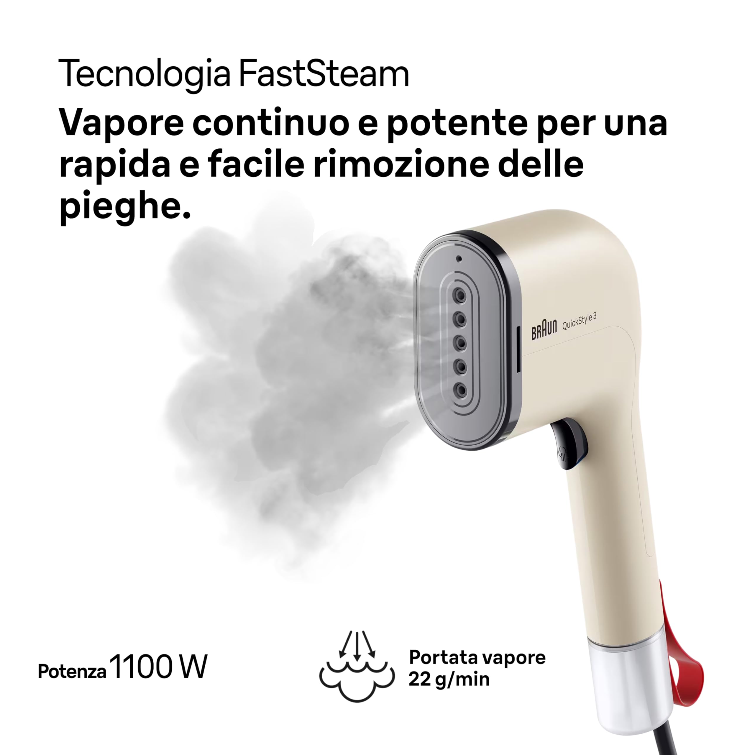 Braun QuickStyle 3 Ferro a Vapore Verticale 1100W 20g/min 70ml Beige