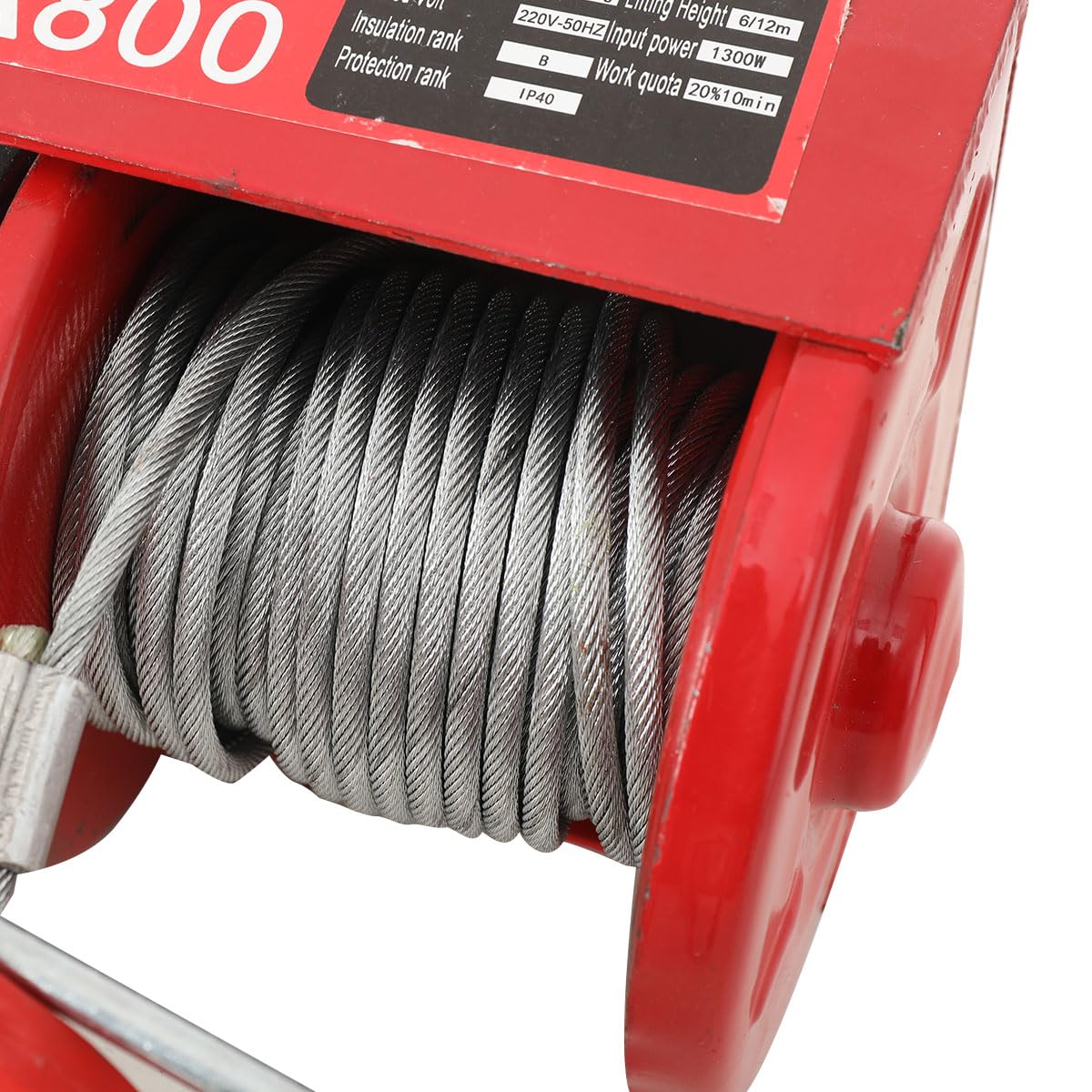 Elektrische Seilwinde 400kg/800kg, Elektrischer Flaschenzug,Hubhöhe 12m Seilzug Elektrischer Kettenzug Motorwinde 1300W mit Kabelfernbedienung, elektrischer Seilhebezug