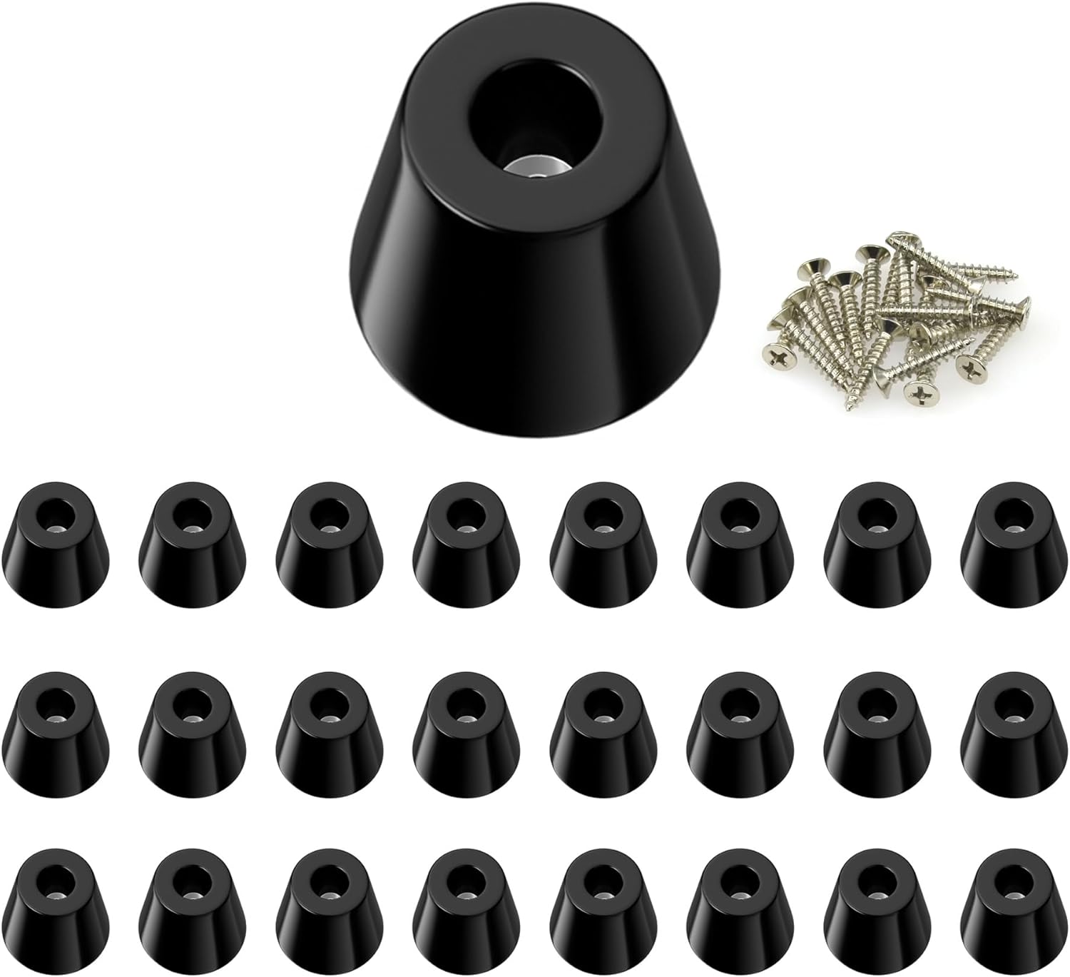 24 PCS Round Rubber Furniture Feet Pads with Screws,Table Leg Pads,Rubber Ends for Chair Legs