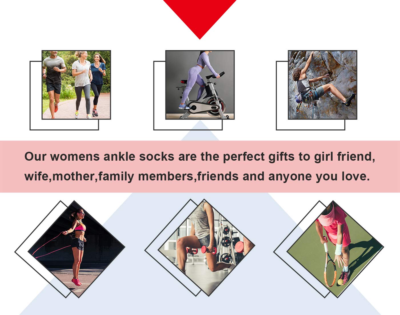 Calcetines de tobillo para mujer, 6 pares de calcetines deportivos para correr con suela acolchada