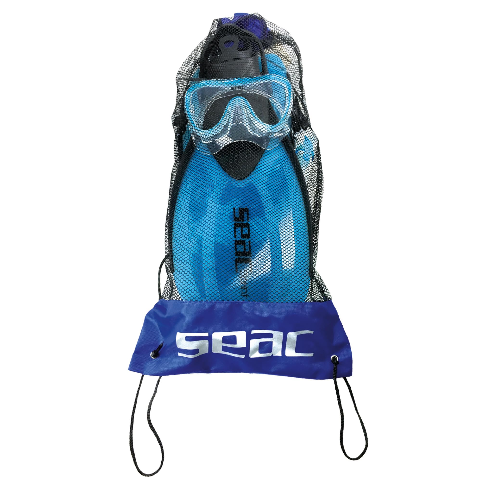 SEAC Set Sprint Dry, Ensemble de Snorkeling pour Adultes et Enfants avec Palmes à Sangles réglables, Masque de plongée et Tuba avec Dry Top