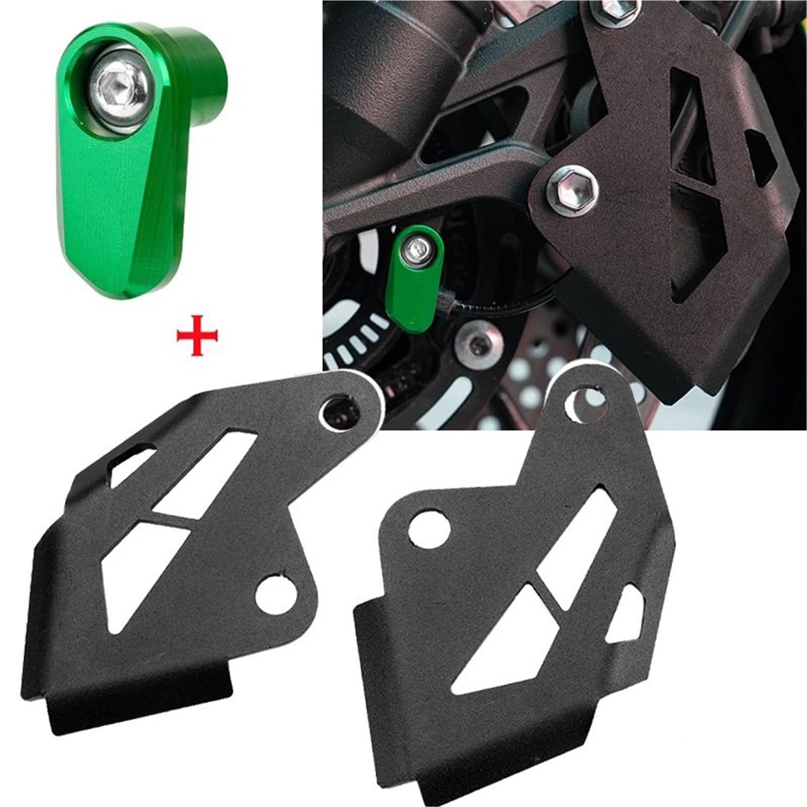 Osłon Zacisku Hamulcowego Pasuje do Kawasaki Z900 Z900RS Z900SE 2017-2024 Motocykl Przedni Zacisk Hamulcowy Tarczowy Osłona Ochronna Dekoracyjna Tarczy(1 Set-Green)