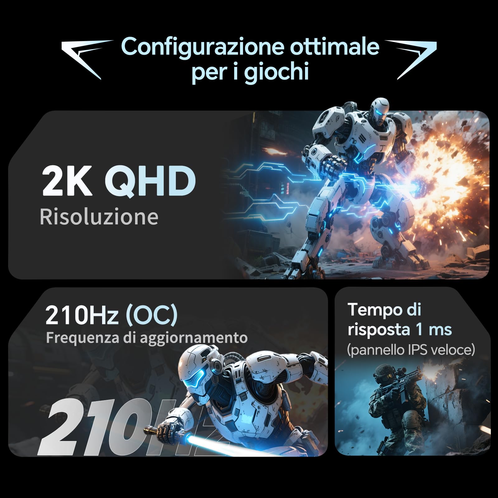 KTC Monitor 27 Pollici | 2K@200Hz | | Altoparlanti Integrati | Fast IPS Panel | Tempo Risposta 1ms (MPRT) | Luminosità 450 cd/m², HDR400 | Adaptive Sync | 131% sRGB, 97% DCI-P3, ΔE＜2 | Bianco