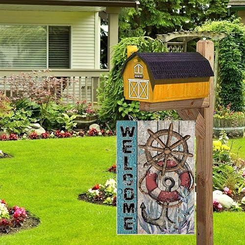 Miniatura 7 de Asminifor Bandera decorativa para el hogar, playa, verano, jardín, costero, patio, barco, ancla, timón, boya de vida, decoración exterior, océano