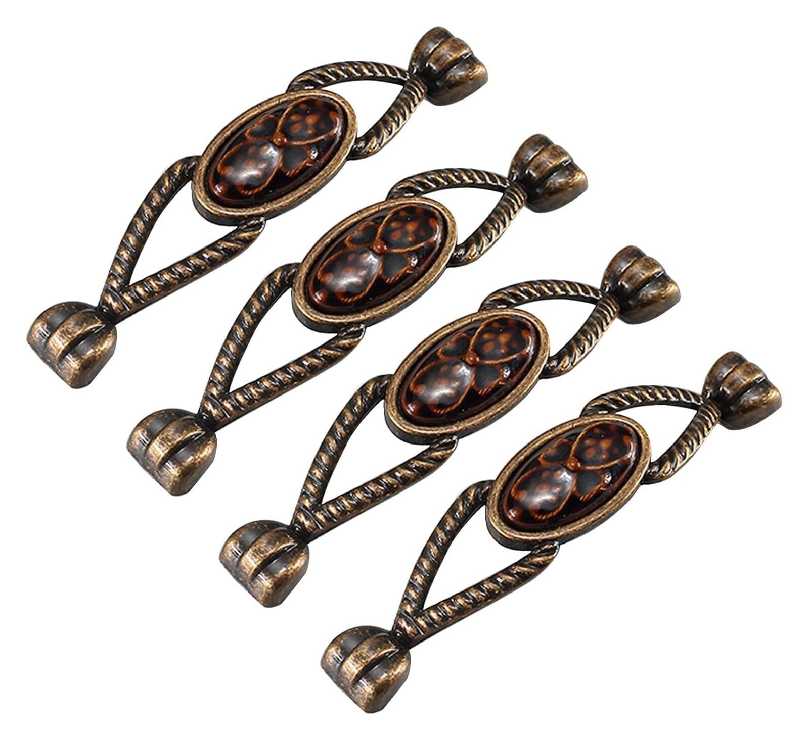 Mbhhu One Color Hidden Drawer Pulls，4 Pcs Vintage Cabinet Handles Antique Bow Pulls Furniture Cupboard Handles Drawer Door Pull Handles Wardrobe Door Handles Kitchen Pull Handle(Hole Distance 96Mm)