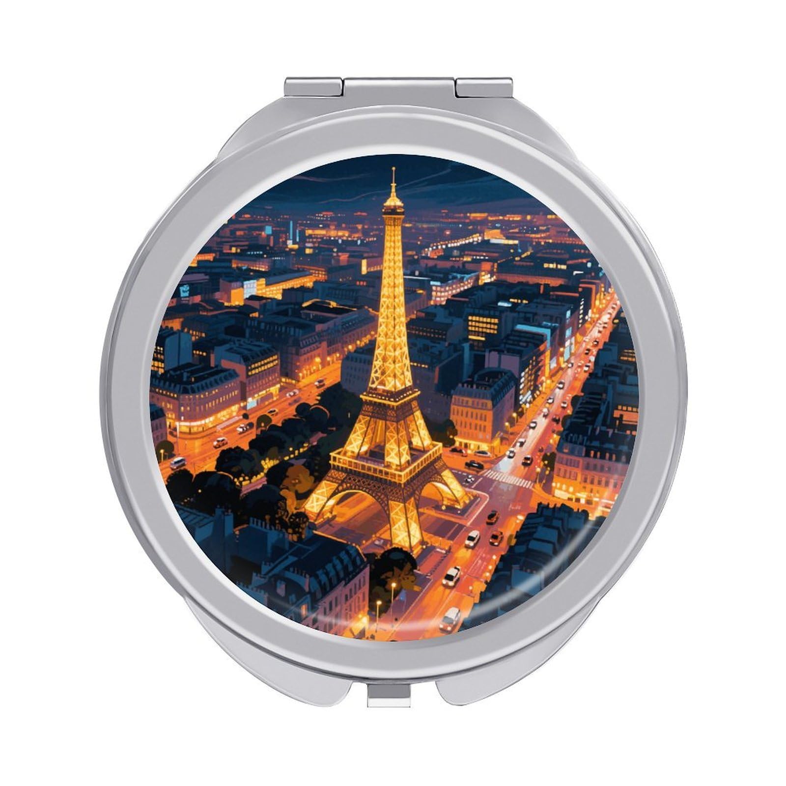 VstaDank Eiffel Tower Travel Makeup Mirror 2 X /1 X Magnifying Mini Vintage Pocket Mirror for Purse Small Portable Folding Small Round Mirrors Portable Vanity Mirrors for Women