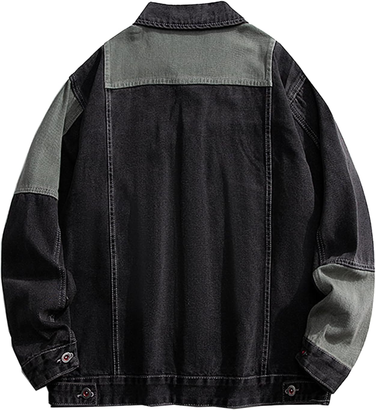 GURUNVANI Patchwork Denim Jacket Mens Oversized Jean Coat Button Down Outwear Tops