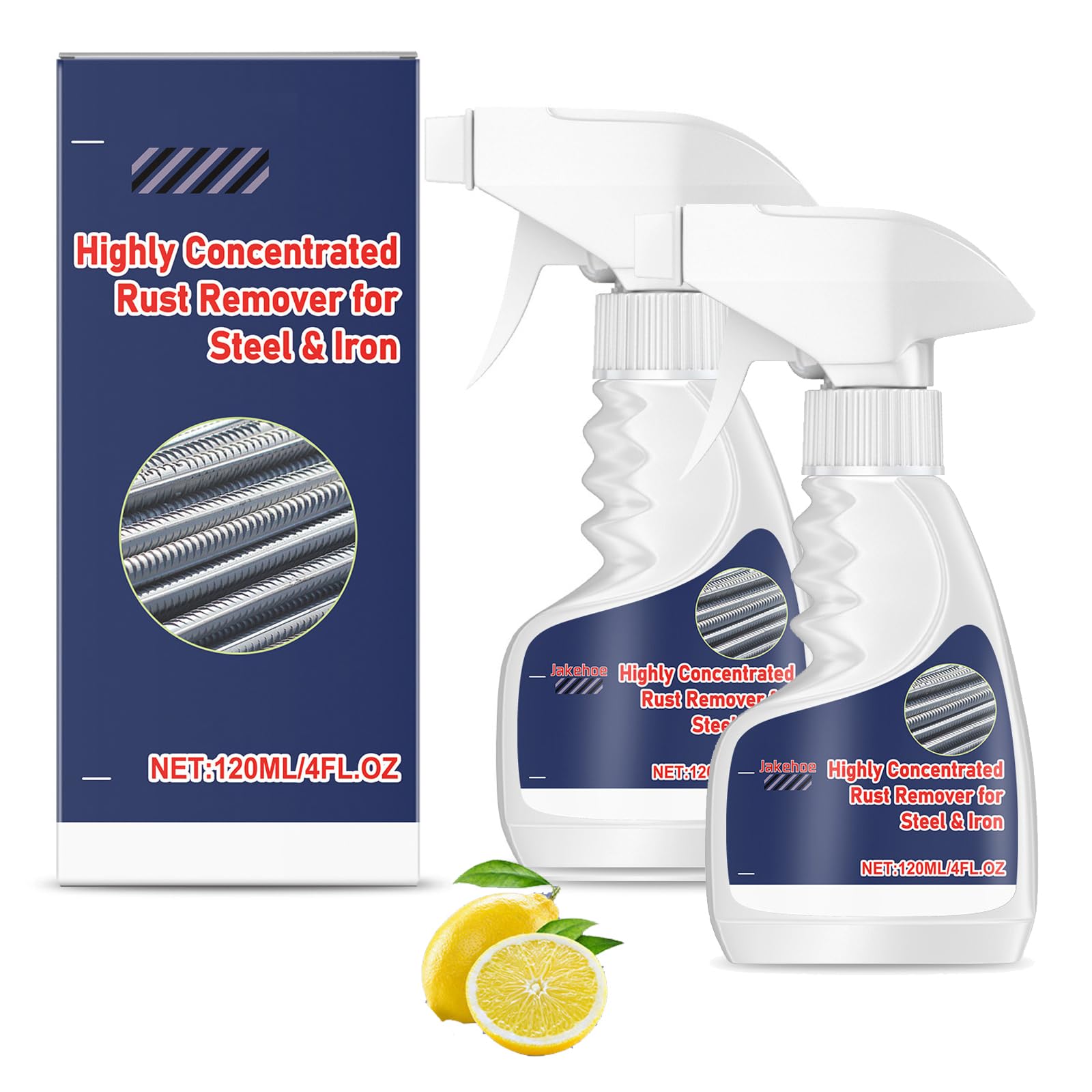 Heavy-Duty Metal Rust Remover, Rust remover for Metal, Stainless Steel Rust Remover, Multifunctional Rust Removal Spray, Effectively Removes Rust from Metal Surfaces, for Metal, Steel 2 * 120ml