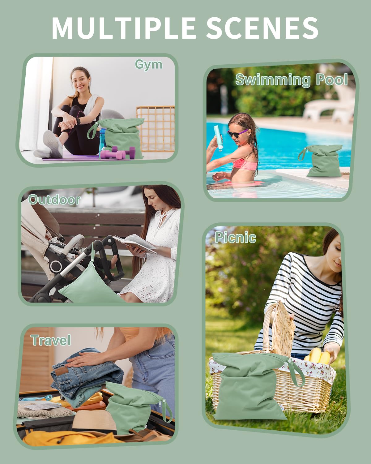 babygoal LAU-NKD5354-B Nass-Trockenbeutel für Badeanzüge, wasserdichte Tasche für Reisen, Lebensmittelaufbewahrung, Kinderwagen, Kindertagesstätte, Babywindeln, Yoga, Strand, Pool, nasse Kleidung, 2