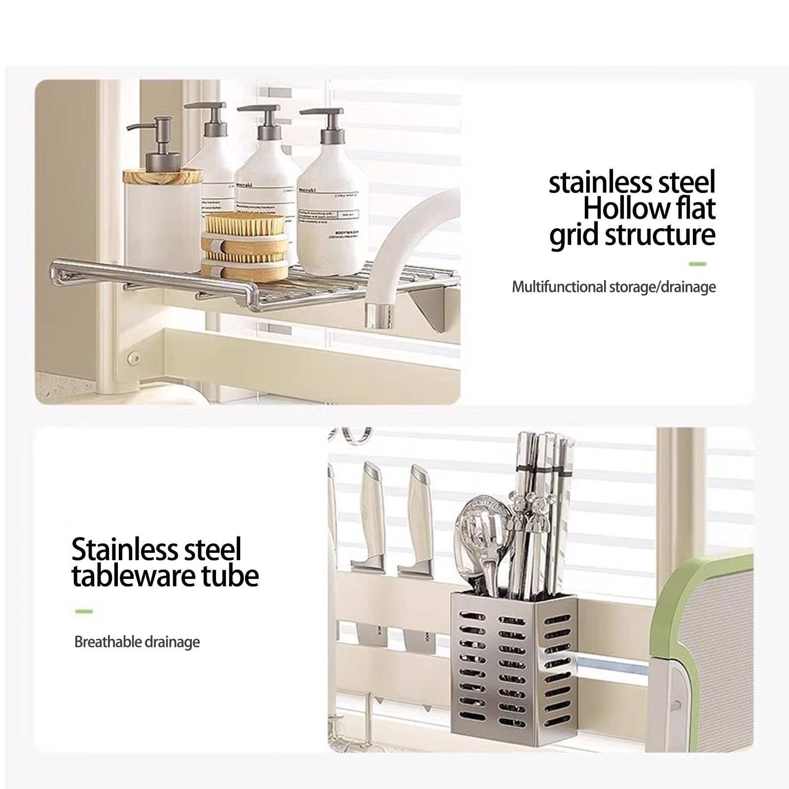 Abtropfgestell Über der Spüle Großer,1 oder 2 Ebenen, Edelstahl-Geschirrtrockner über der Spüle,Küchenarbeitsplatte,multifunktionale Küchenorganizer(Single Layer,75cm)
