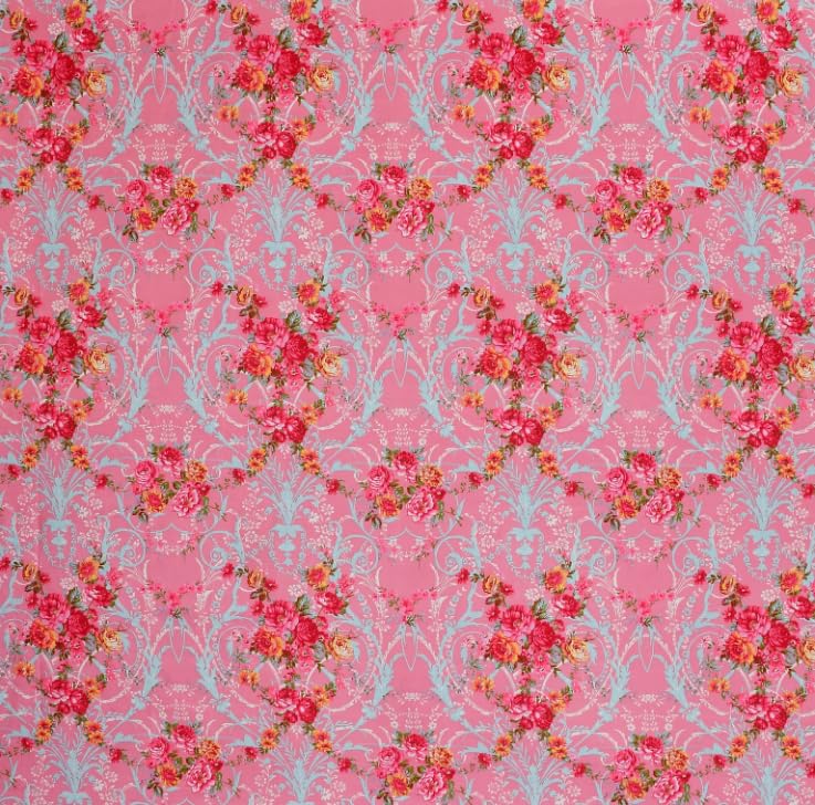 Image of 210 TC Glace Cotton Soft Flower Design Printed Fitted King Size 72x78x10 inches Bedsheet Set Lightweight & Durable All Season Comfort 1 Bed Sheet with 2 Pillowcase 17x27 inches - Pink