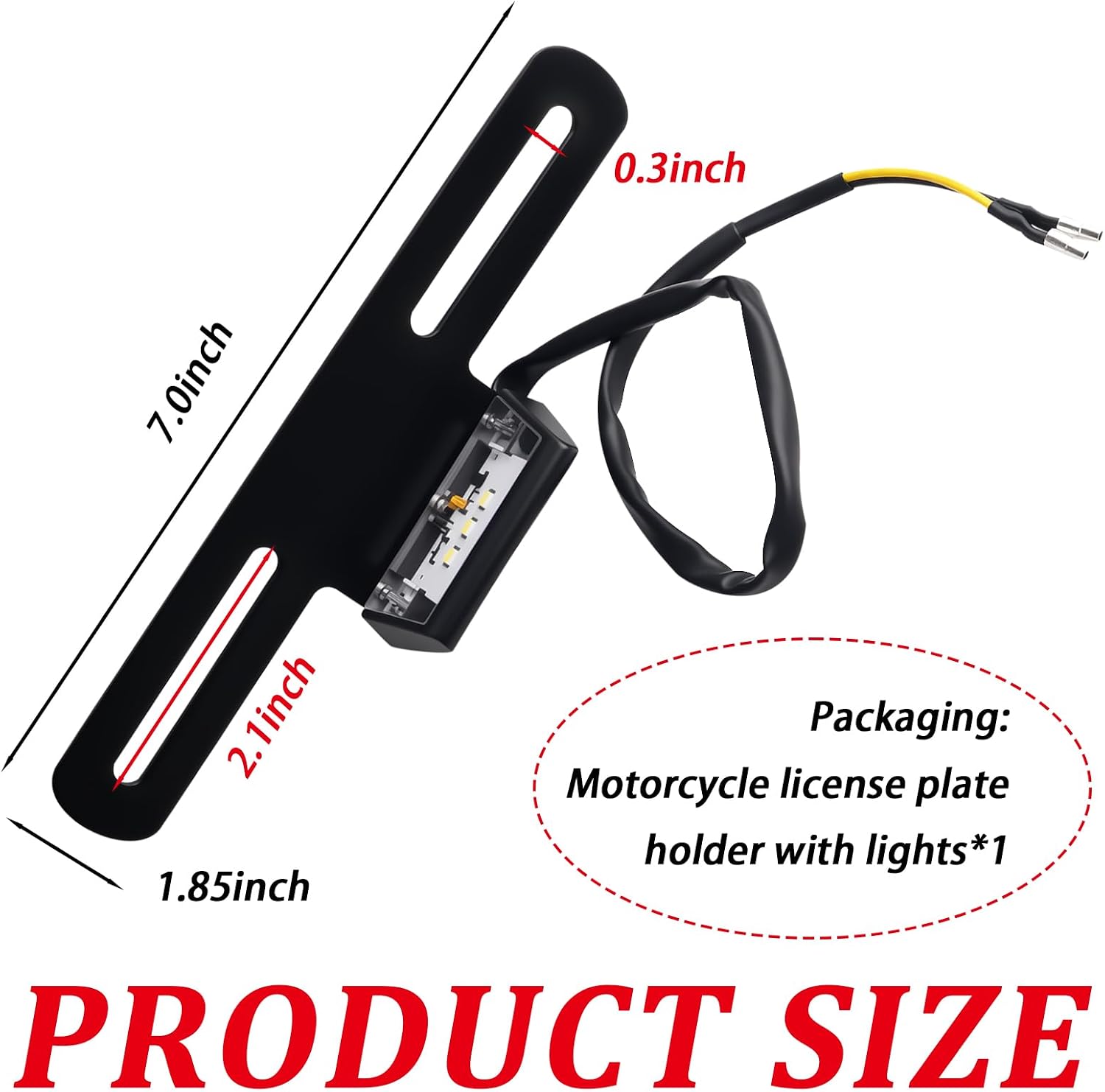 No Drill Motorcycle License Plate Bracket with 12V LED Light