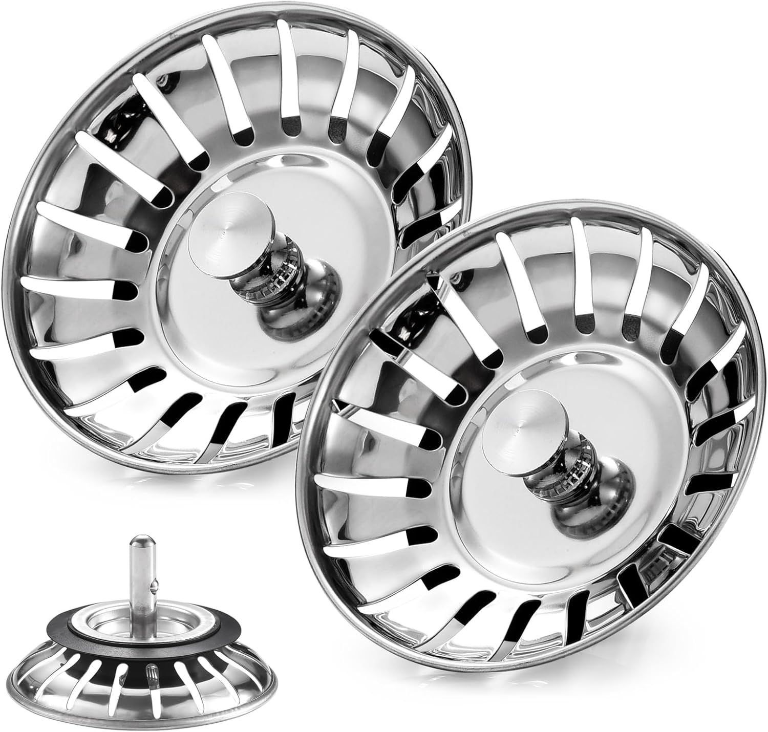 (2 Pack) Upgraded Kitchen Sink Plug Strainer Stainless Steel Strainers