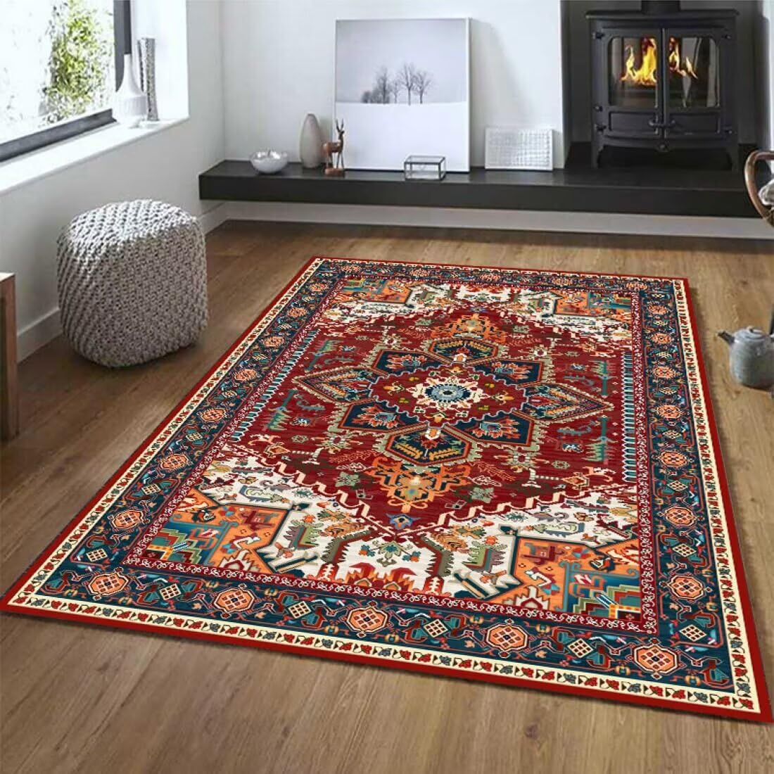 Tapis salon rétro confortable résistant taches anti-allergique 70x140