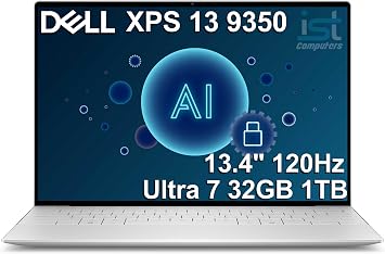 Dell XPS 13 9350 AI PC Business Laptop, 13.4" FHD+ 120Hz, Intel Core Ultra 7 258V, 32GB DDR5, 1TB SSD, 2x Thunderbolt 4, Copilot+ PC,1080p RGB Webcam, Backlit, FP, Wi-Fi 7, Win 11 Pro, Platinum