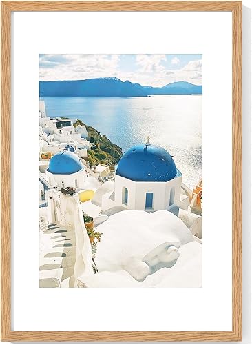 Miniatura 195 de Axeman Marco para póster de 18 x 24 pulgadas con paspartú para 16 x 20 pulgadas, marco de fotos de madera maciza de roble con vidrio templado, marco