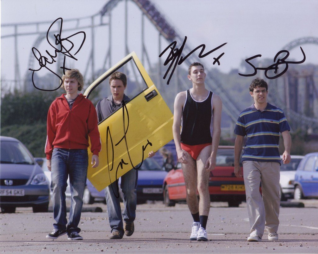The Inbetweeners - James Buckley & Joe Thomas & Blake Harrison & Simon Bird Signed Autographed 21cm x 29.7cm A4 Poster Photo