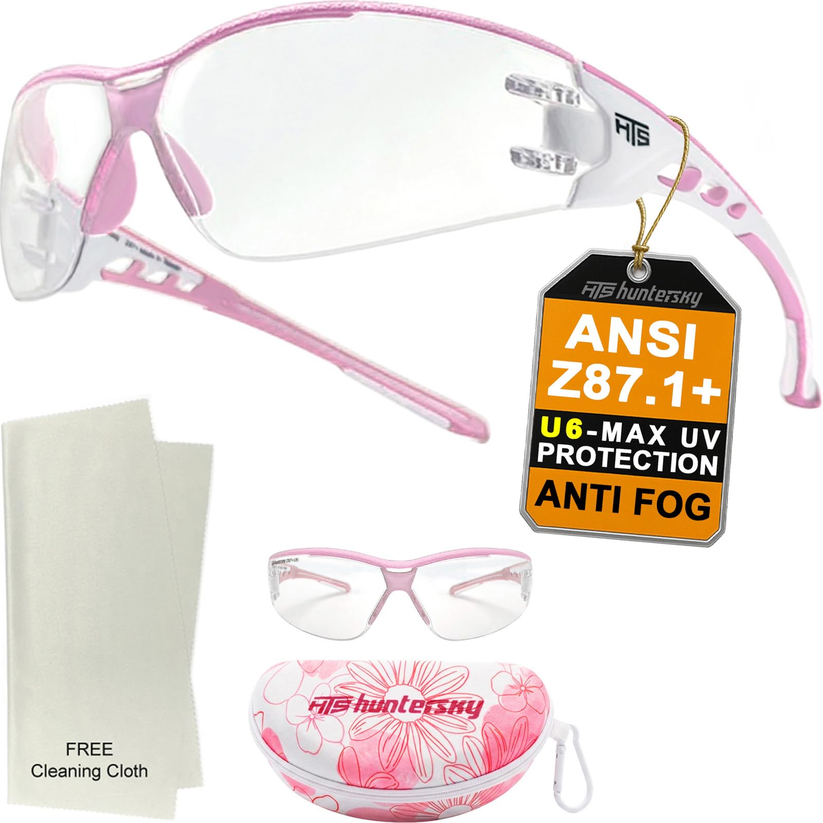 HTS HUNTERSKY Super Flexible Lightweight Anti Fog Wrap-Around U6 Clear Shooting Safety Glasses with ANSI Z87.1 Scratch Resist — Amazon image 10