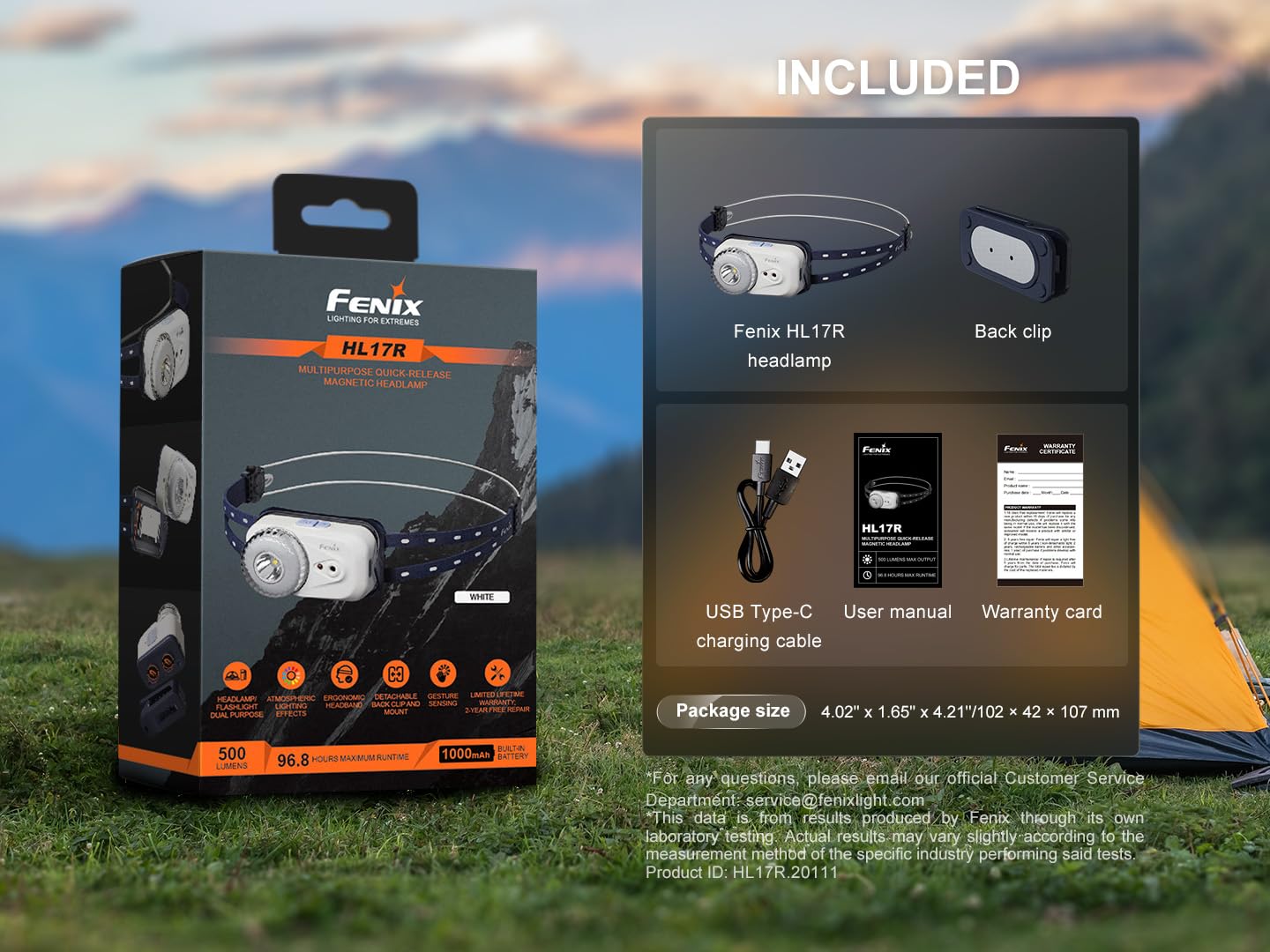 Fenix HL17R Stirnlampe LED Wiederaufladbar,500 Lumen,USB-C Aufladbar,100M,IP66 Wasserdicht Gestenerkennung Kopflampe,Rotlicht+Mehrfarbigem Licht,96.8 Stunden max,Leicht Outdoor Laufen Joggen(White)