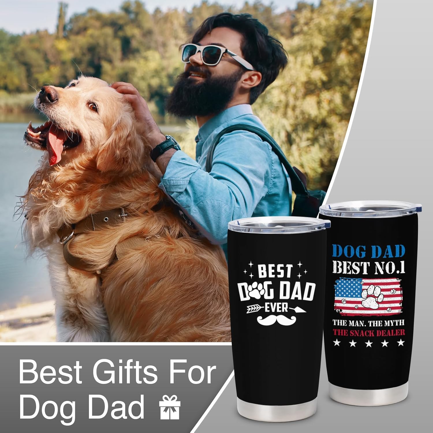Dog Dad Gifts for Men, Dog Lover Gifts for Men, Dogs Daddy Gift, Dogs Dad Birthday Gift Tumbler 20oz - Image 2